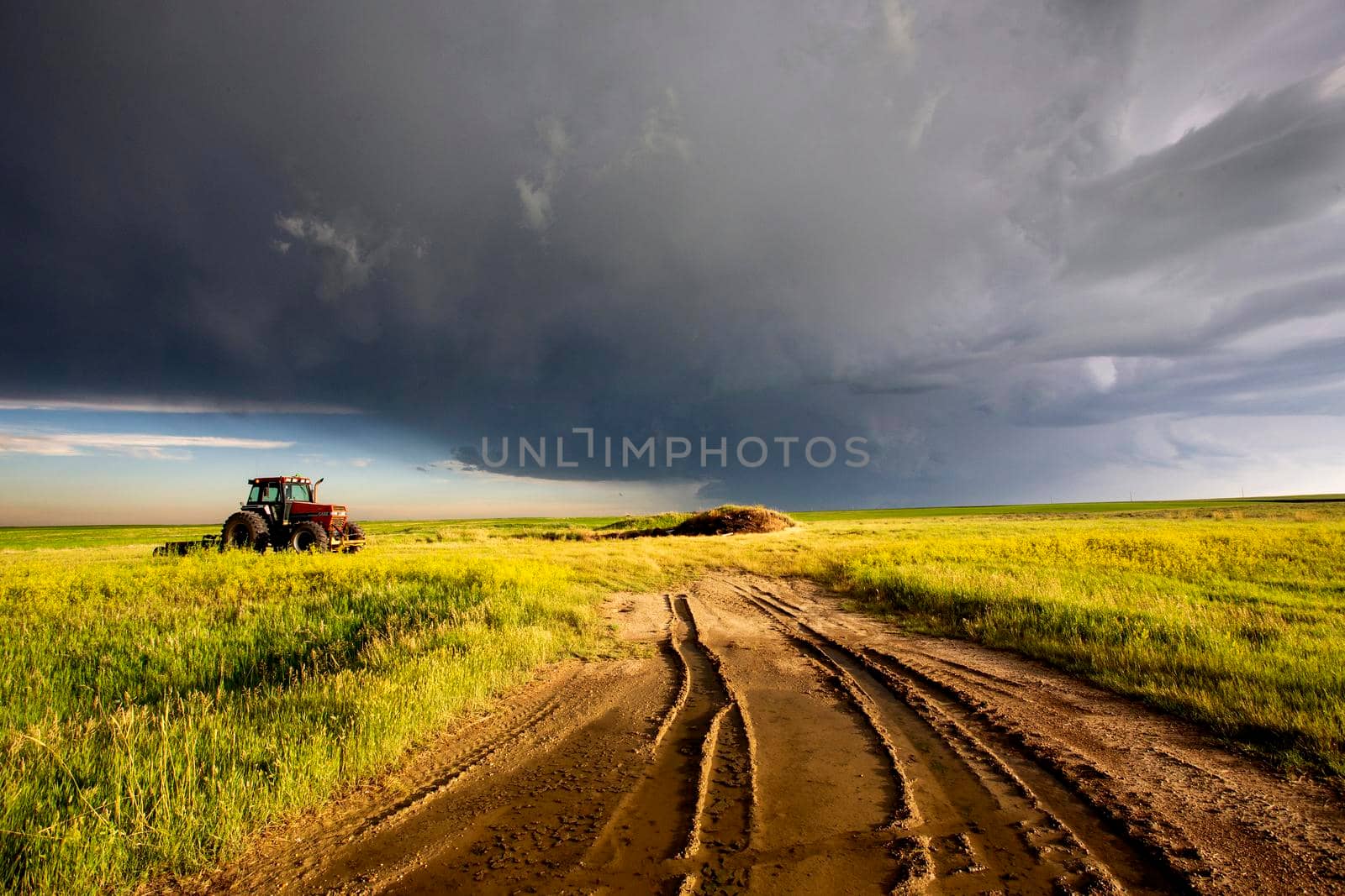 Ominous Storm Clouds Prairie Summer Rural Scene