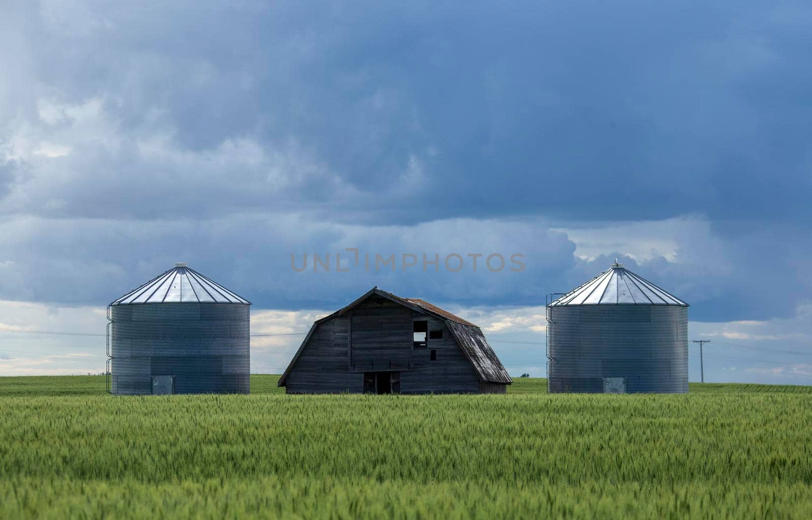 Ominous Storm Clouds Prairie Summer Rural Scene