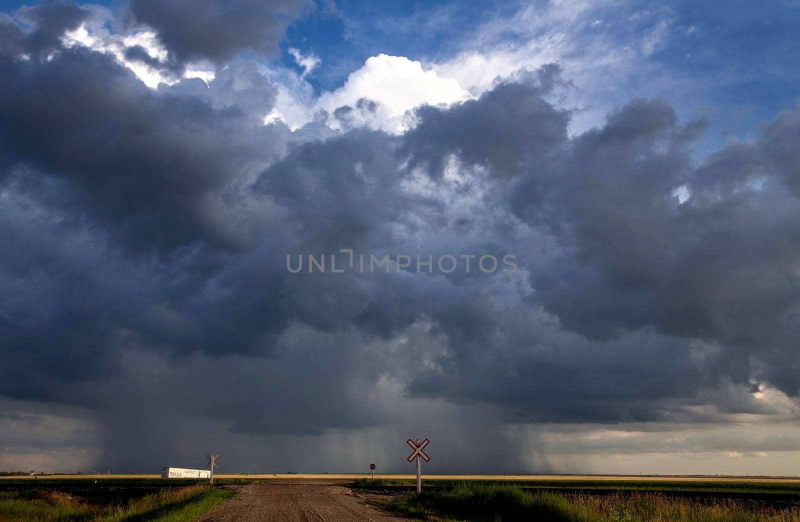 Ominous Storm Clouds Prairie Summer Rural Scene