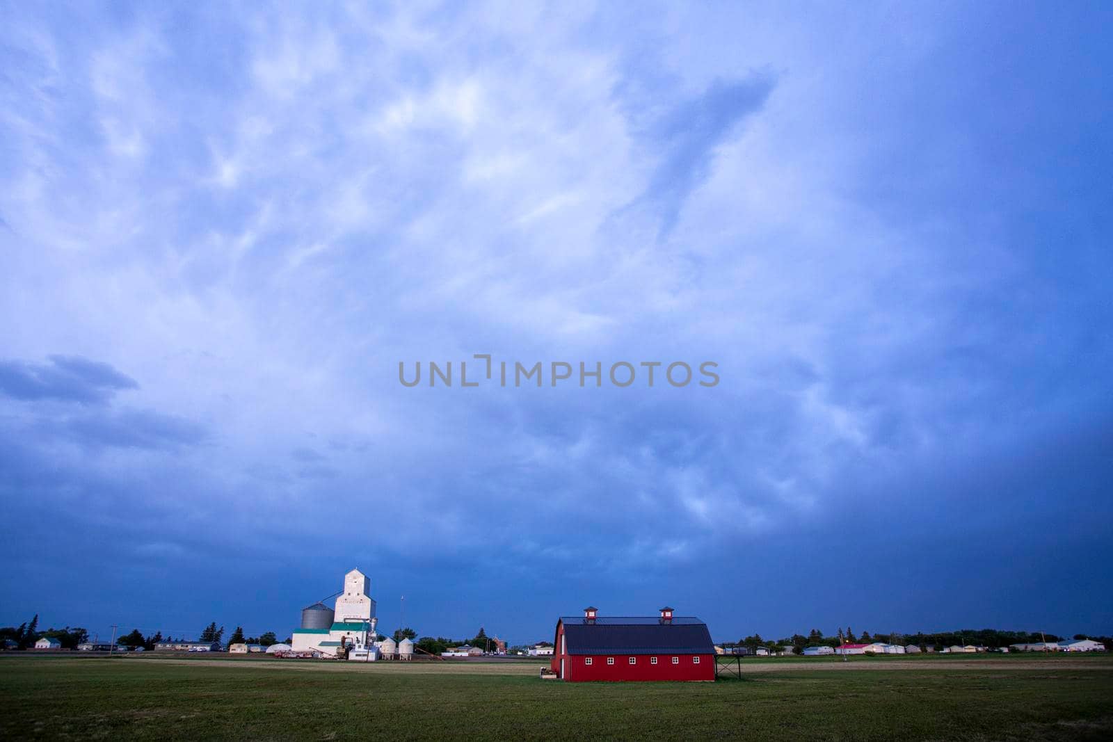 Ominous Storm Clouds Prairie Summer Grain Elevator