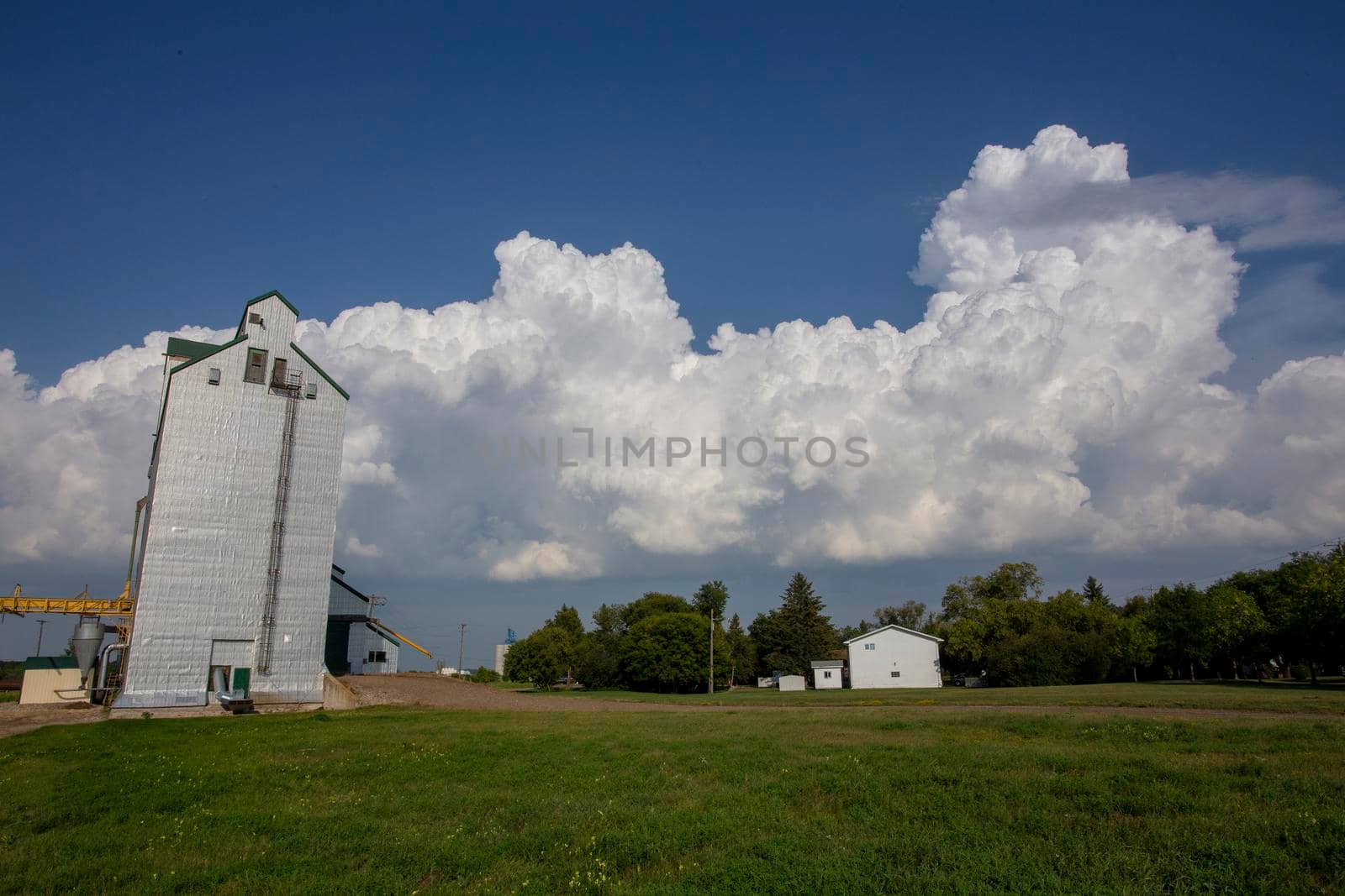 Ominous Storm Clouds Prairie Summer Grain Elevator