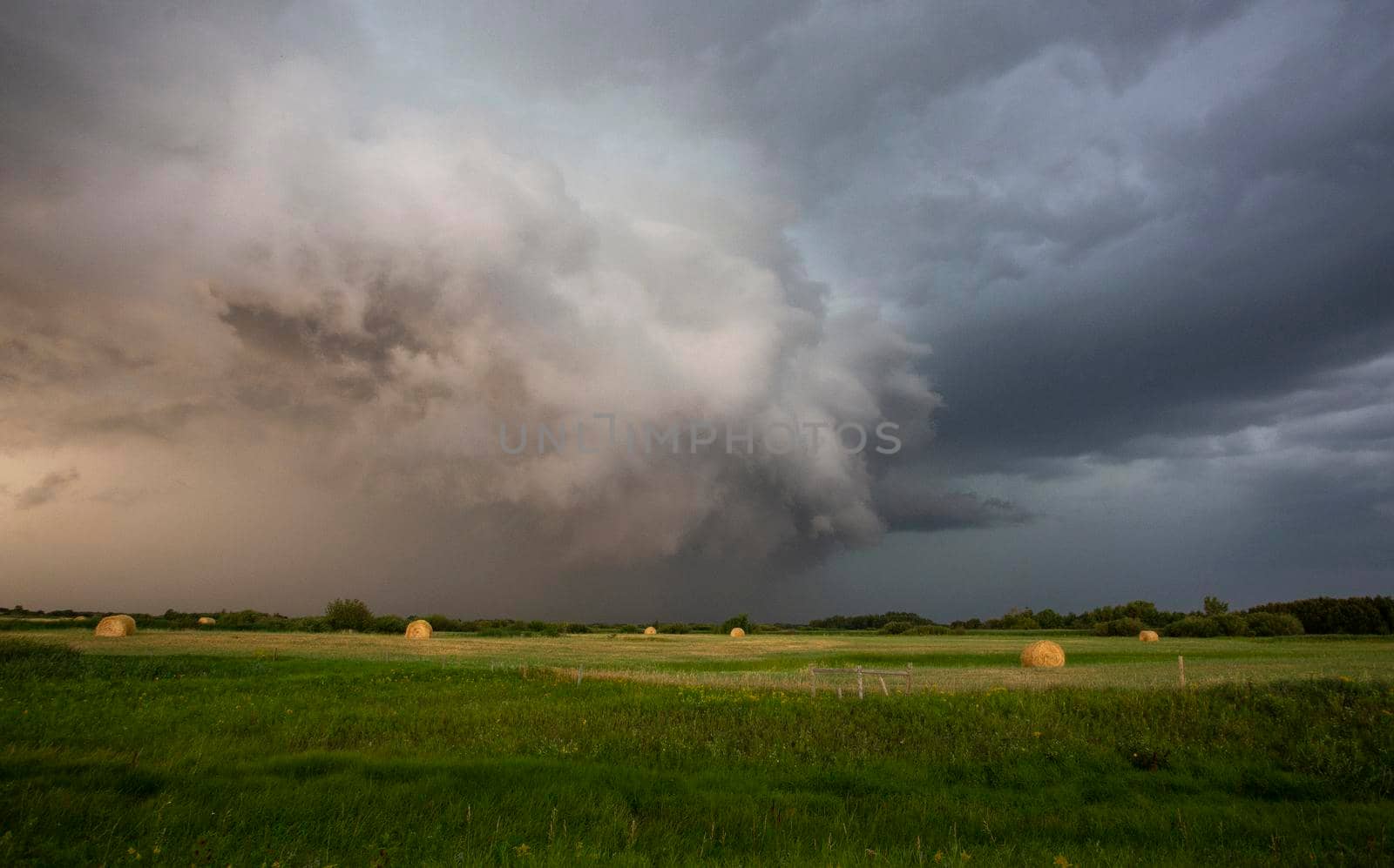 Ominous Storm Clouds Prairie Summer Rural Scene