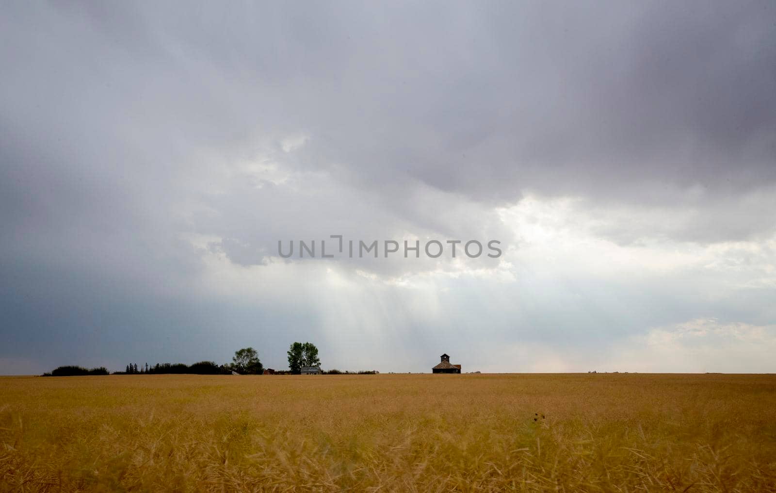 Ominous Storm Clouds Prairie Summer Rural Scene