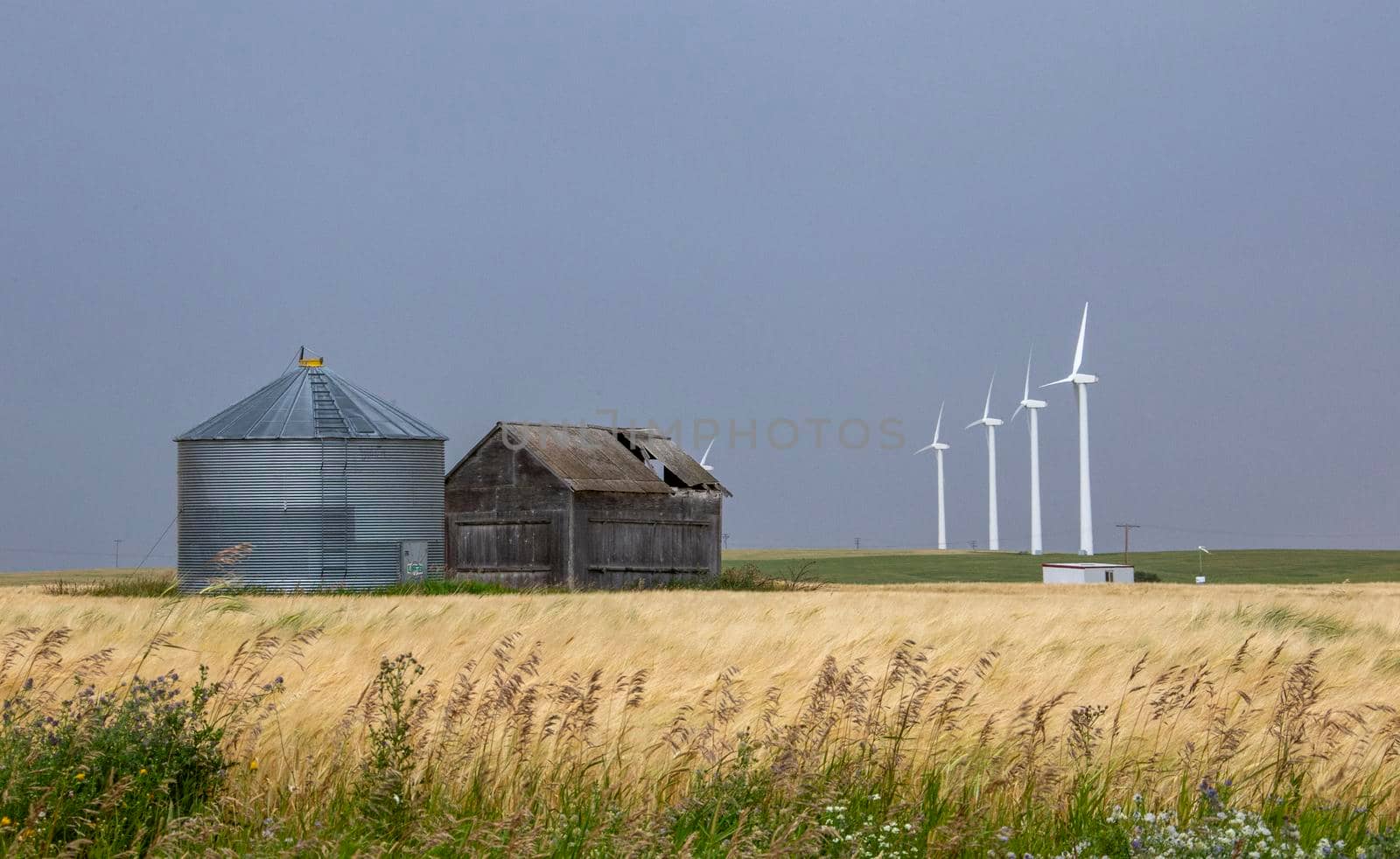 Ominous Storm Clouds Prairie Summer Rural Scene