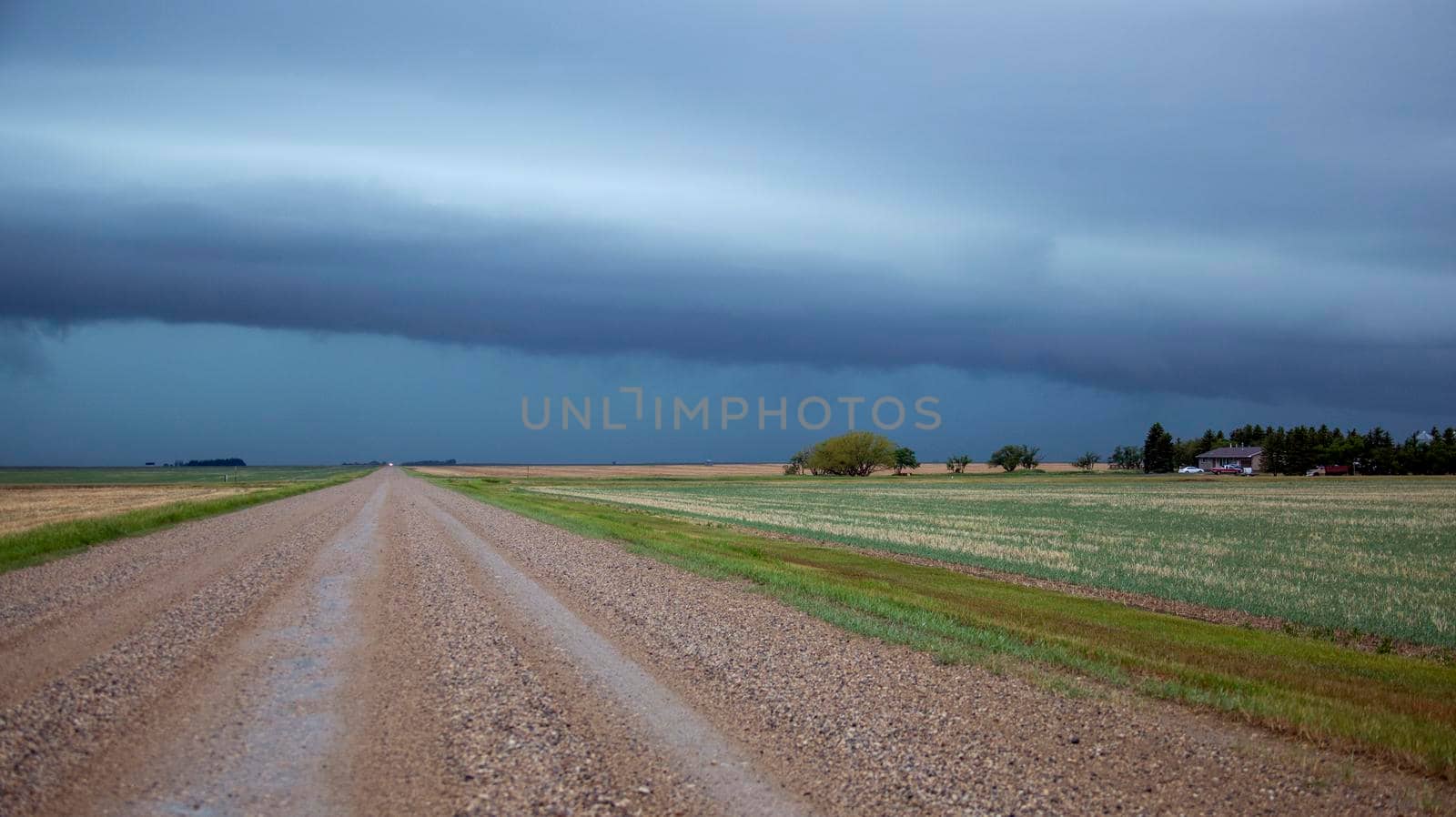 Ominous Storm Clouds Prairie Summer Rural Scene