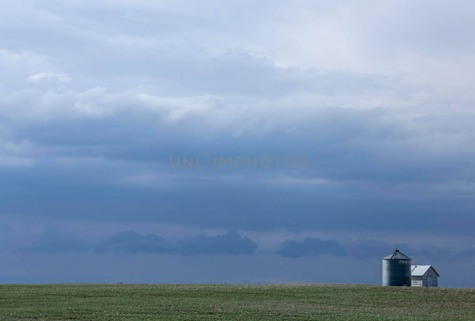 Ominous Storm Clouds Prairie Summer Rural Scene