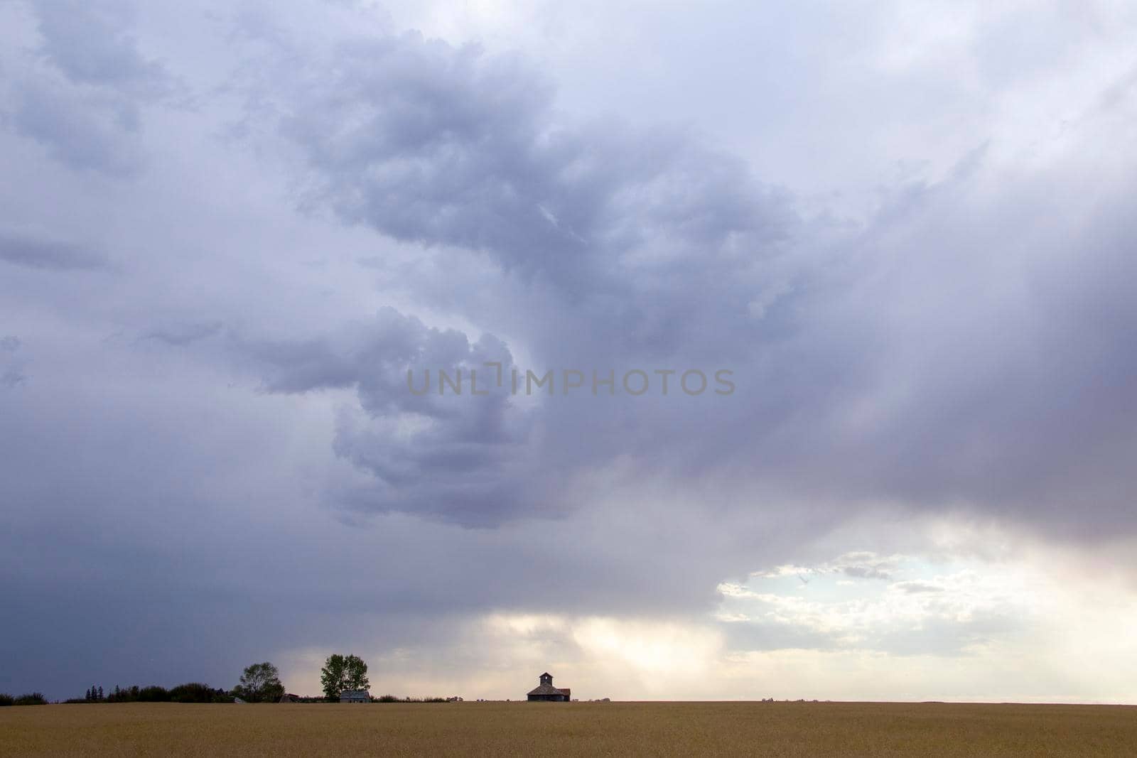 Ominous Storm Clouds Prairie Summer Rural Scene
