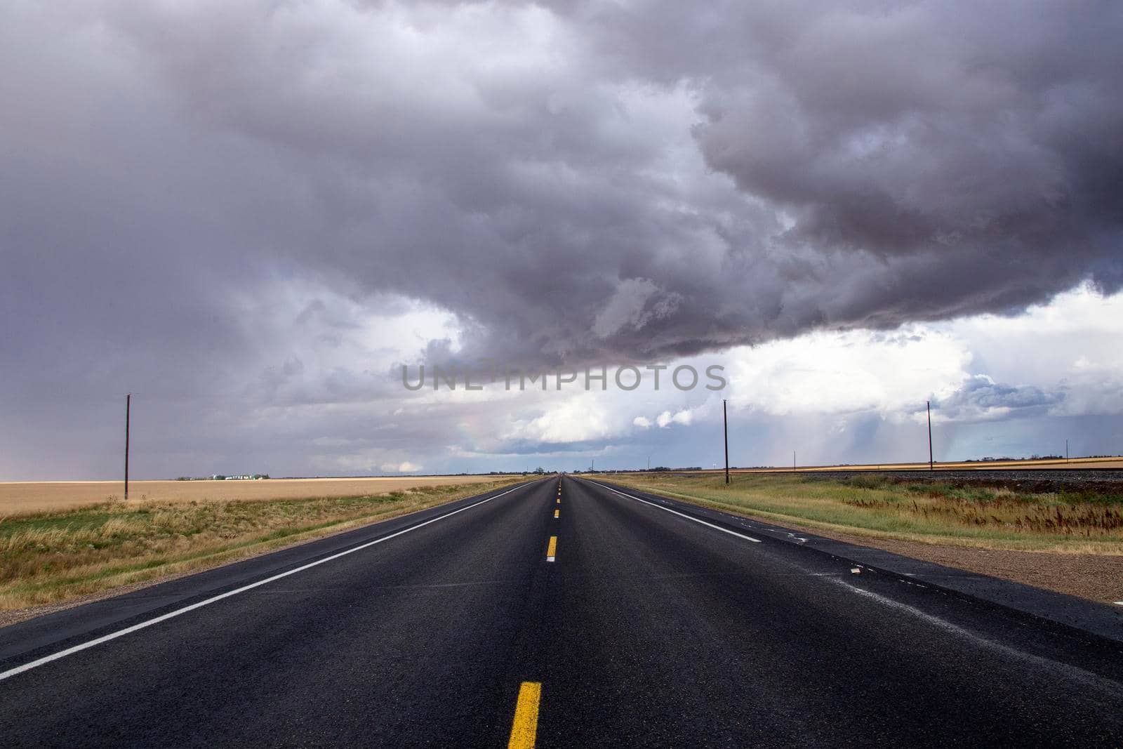 Ominous Storm Clouds Prairie Summer Rural Scene