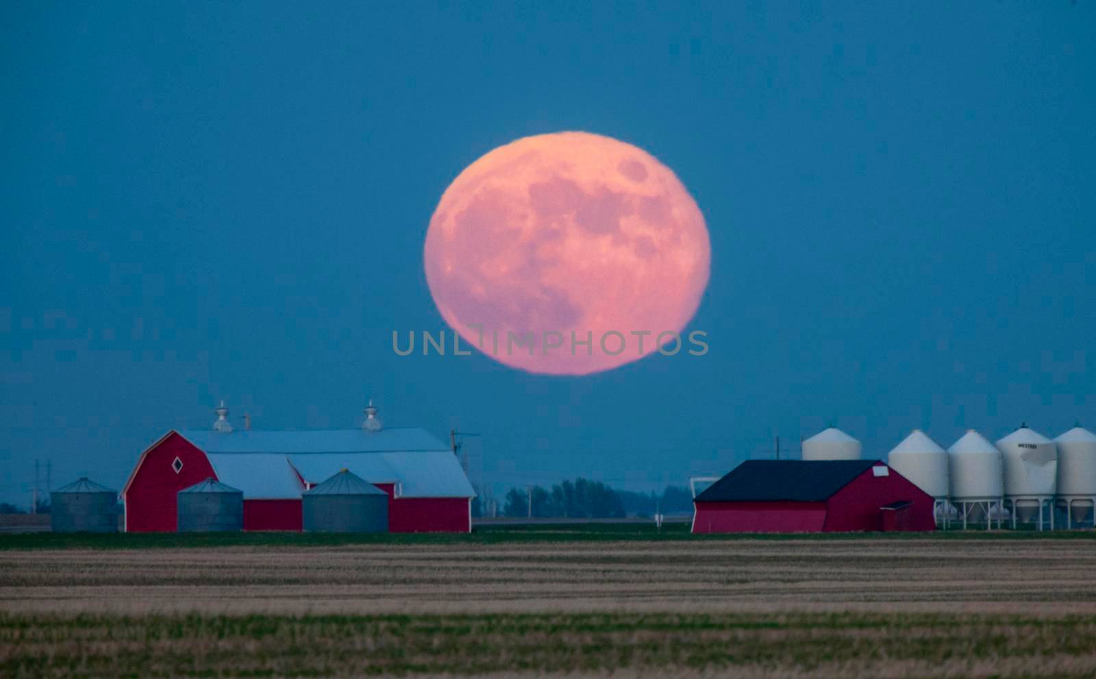 Prairie Full Moon in Saskatchewan Canada rural