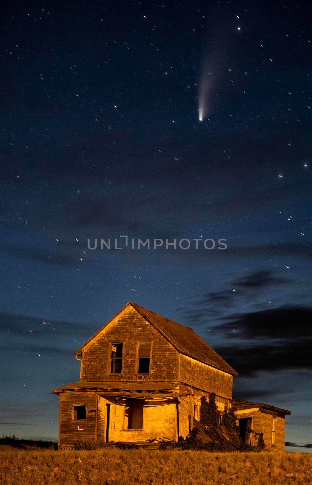 Neowise Comet Abandoned Buildings by pictureguy