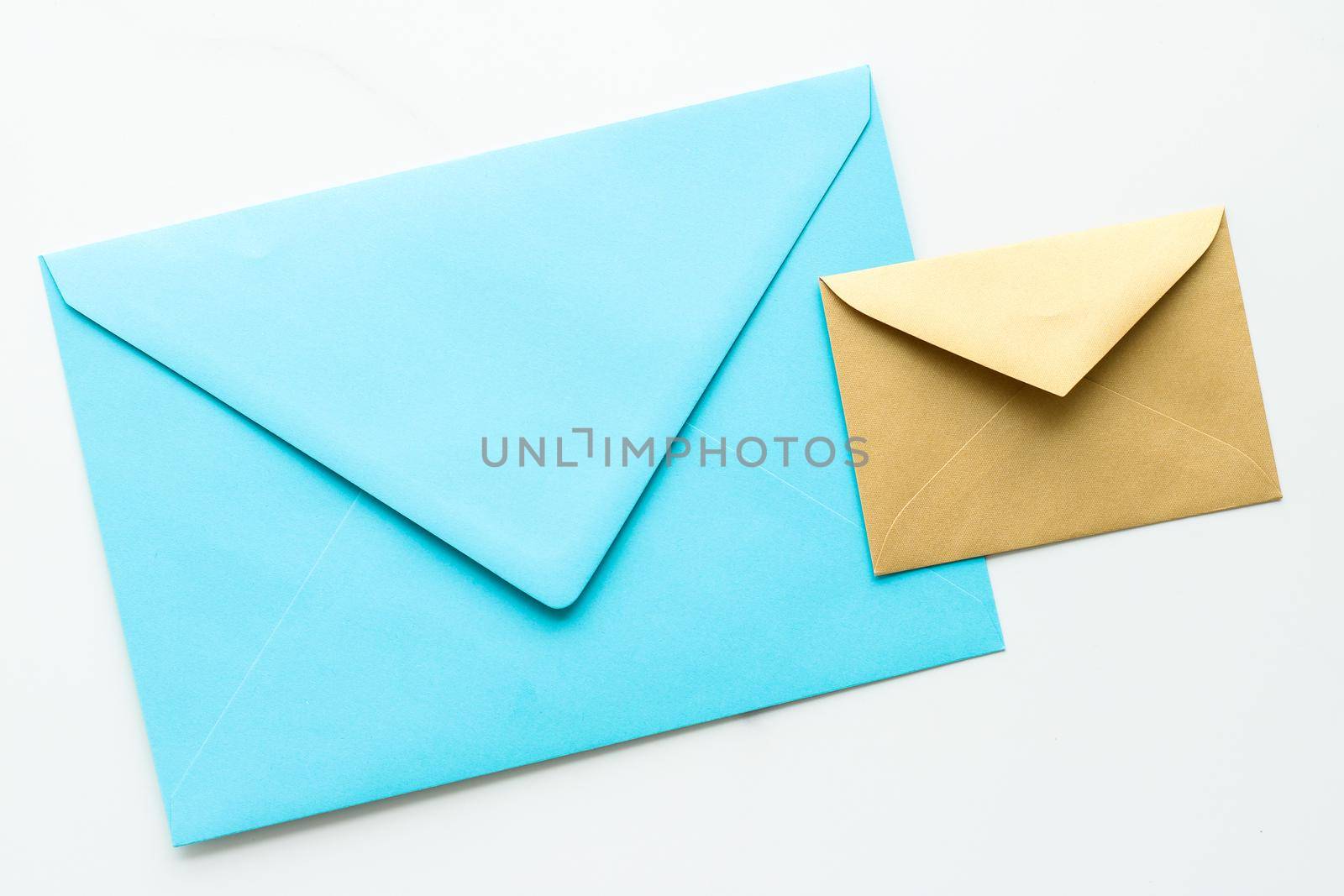 Communication, newsletter and business concept - Envelopes on marble background, message