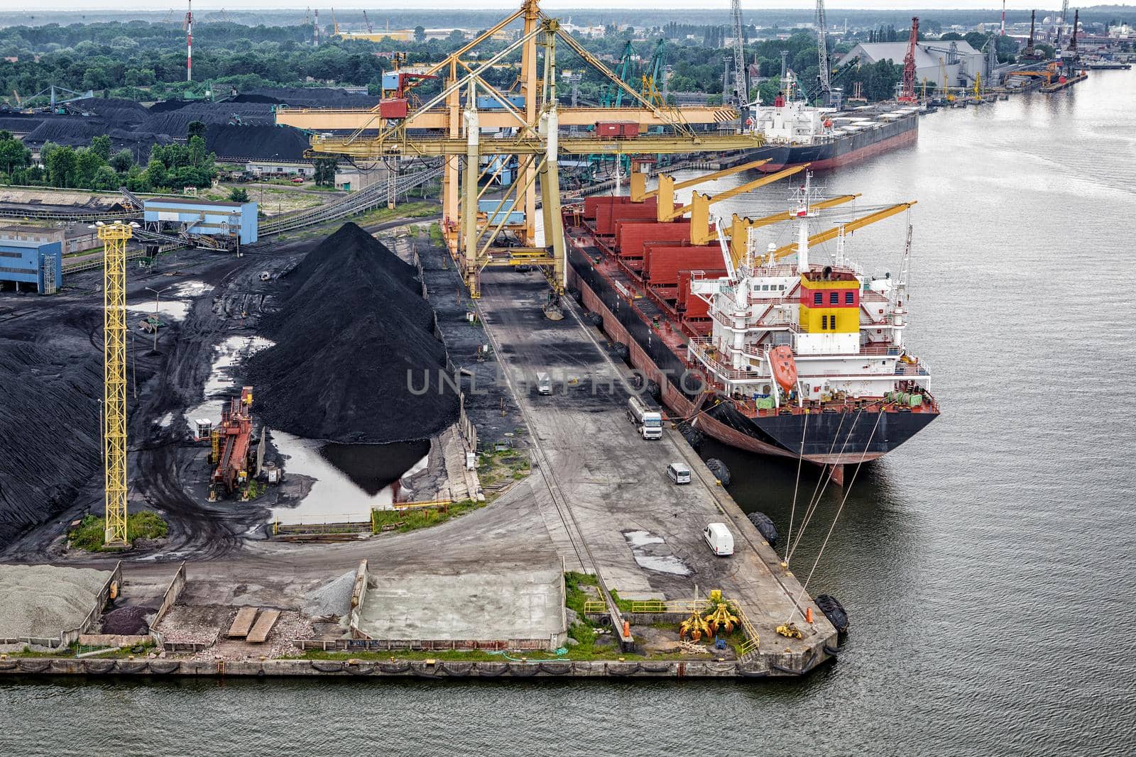 Marine industrial commercial port aerial view