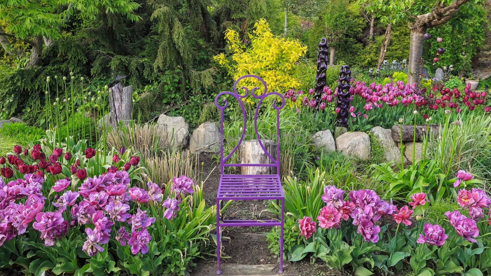 A place for relaxation among flowers