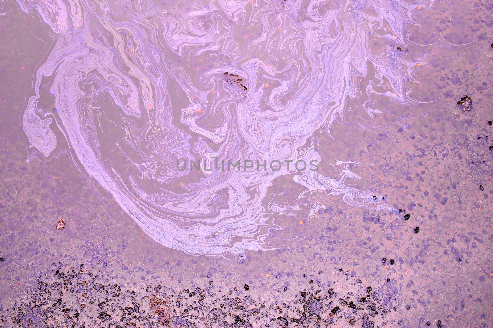 Beautiful abstract colorful background, marbling texture, engine oil stains on asphalt