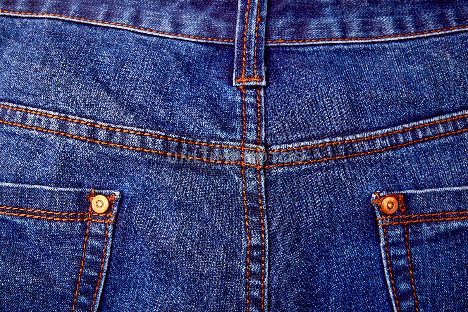 Back of Blue Jeans denim texture. Pocket background