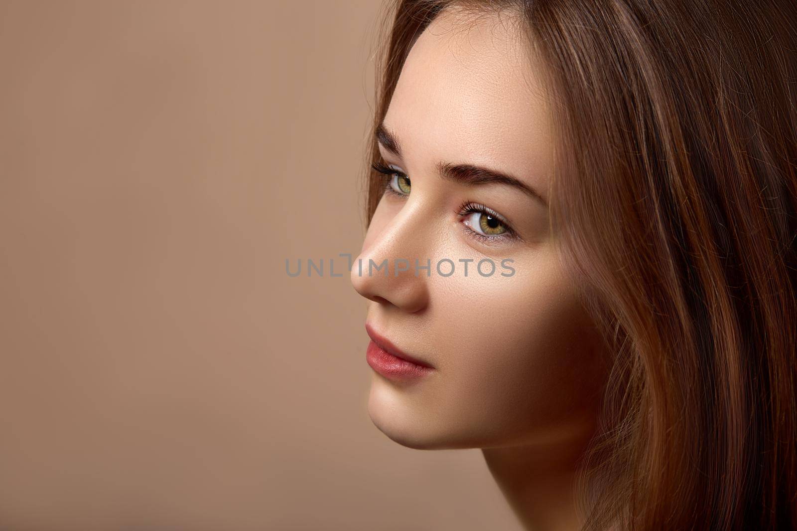 Portrait of a woman with a beautiful eye color. Sensual images of woman concept.