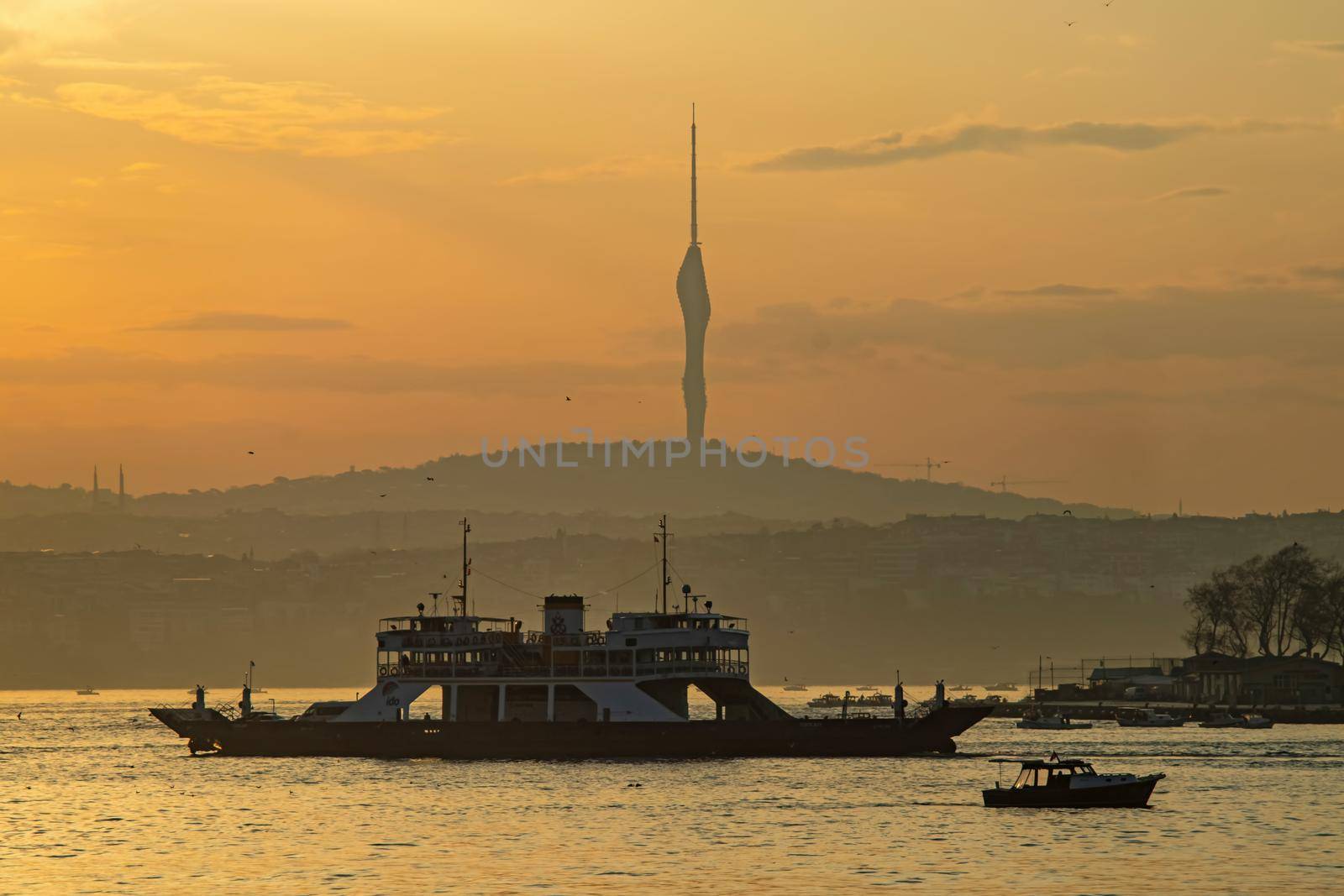 istanbul,turkey-april 14 2021.Ferries and boats are the symbols of urban transportation in Istanbul.