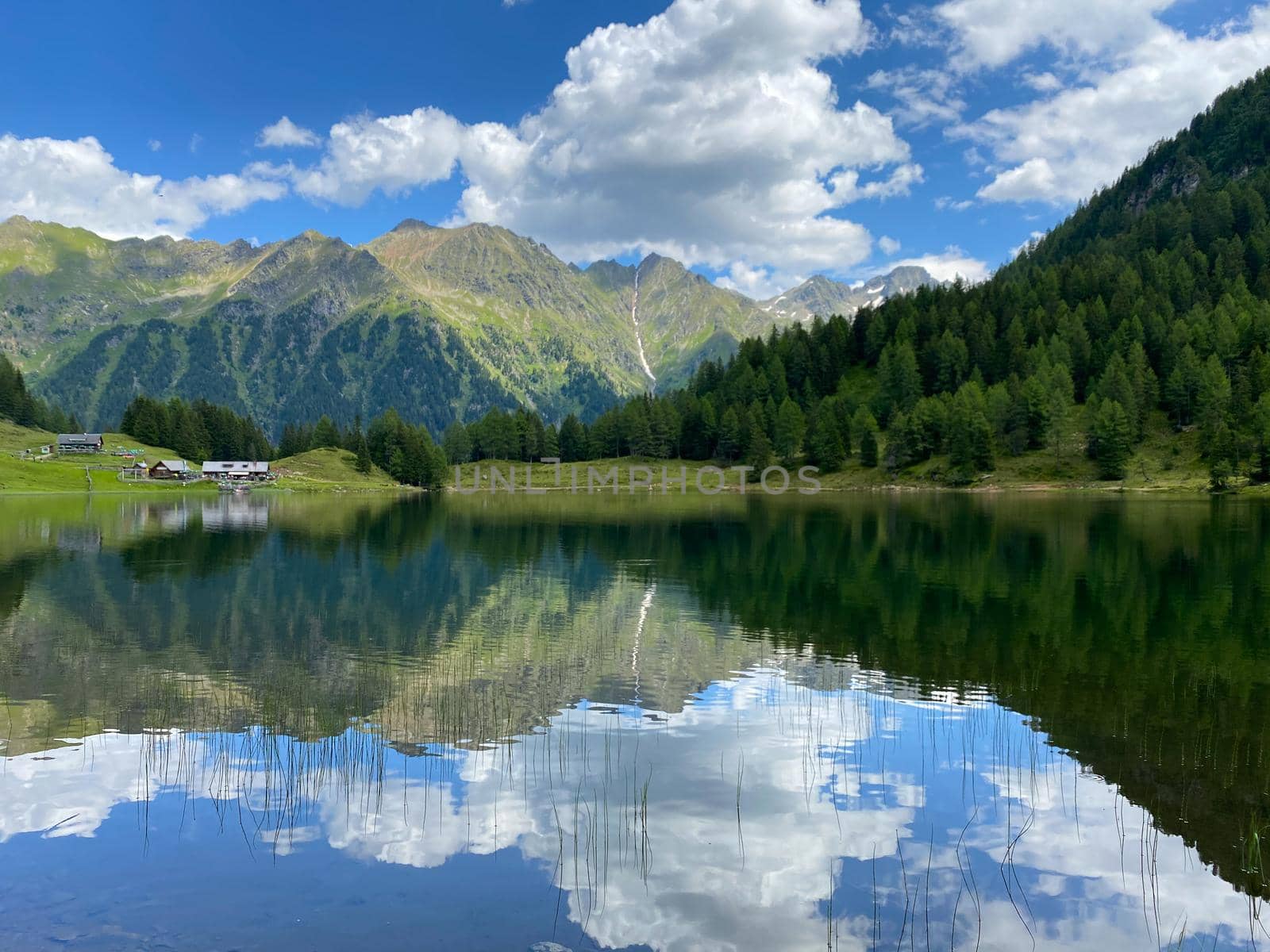 Lake Duisitzkarsee in Austria.The Duisitzkarsee is probably one of the most beautiful mountain lakes in the Schladminger Tauern.The place without  tourists after the coronavirus pandemic.
