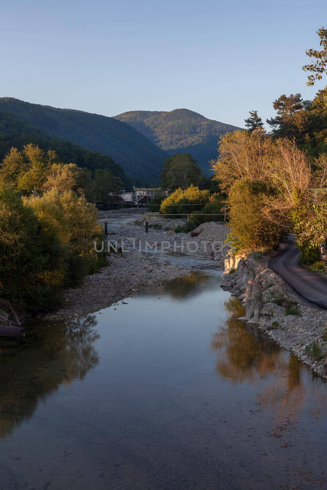 Sunset at the mountain river by Angorius