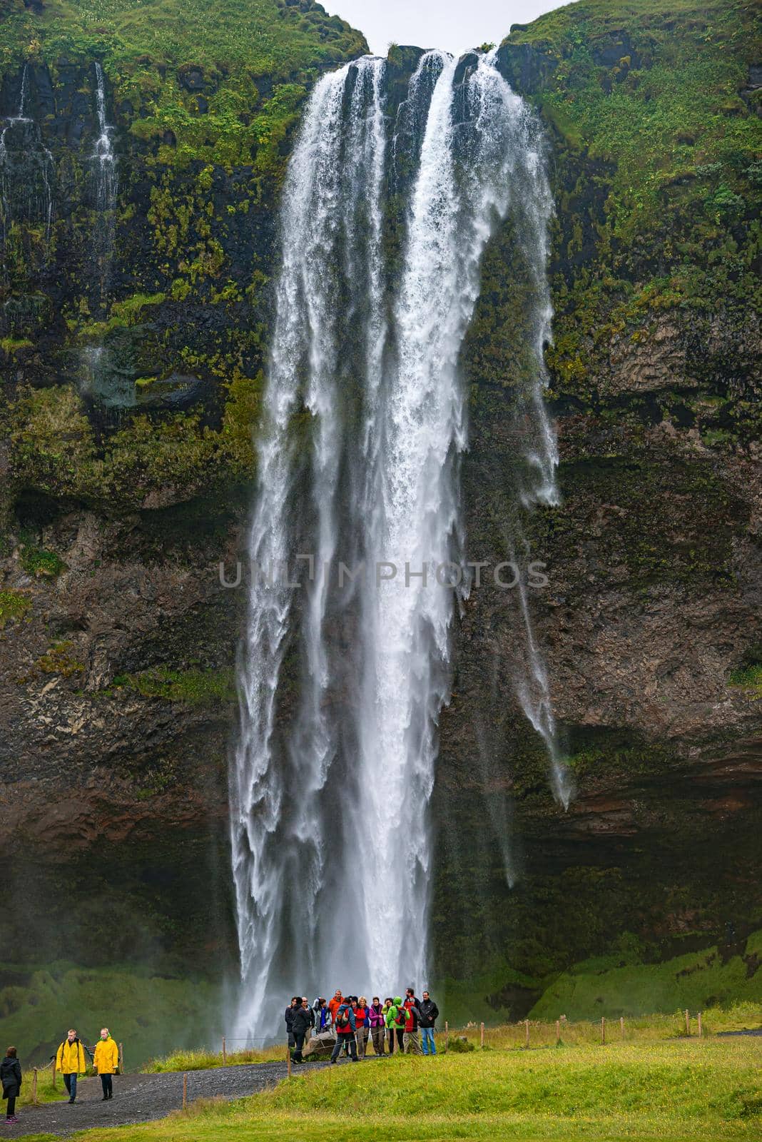 Beautiful, with cave inside Seljalandsfoss waterfall in South Iceland