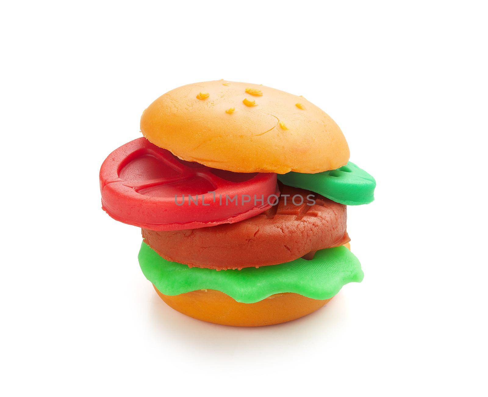 Isolated plasticine burger on the white background