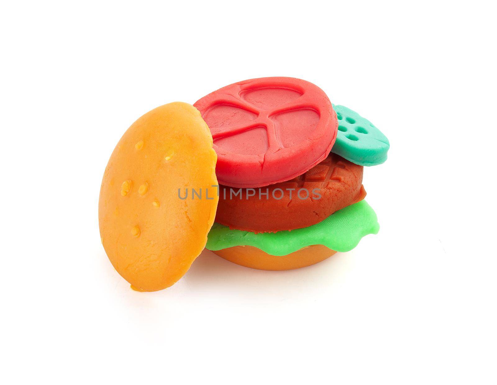 Isolated plasticine burger on the white background