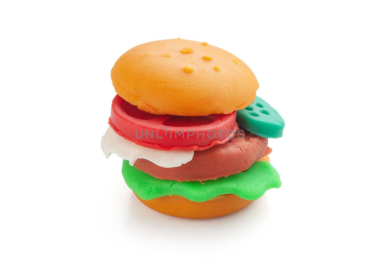 Isolated plasticine burger on the white by Angorius