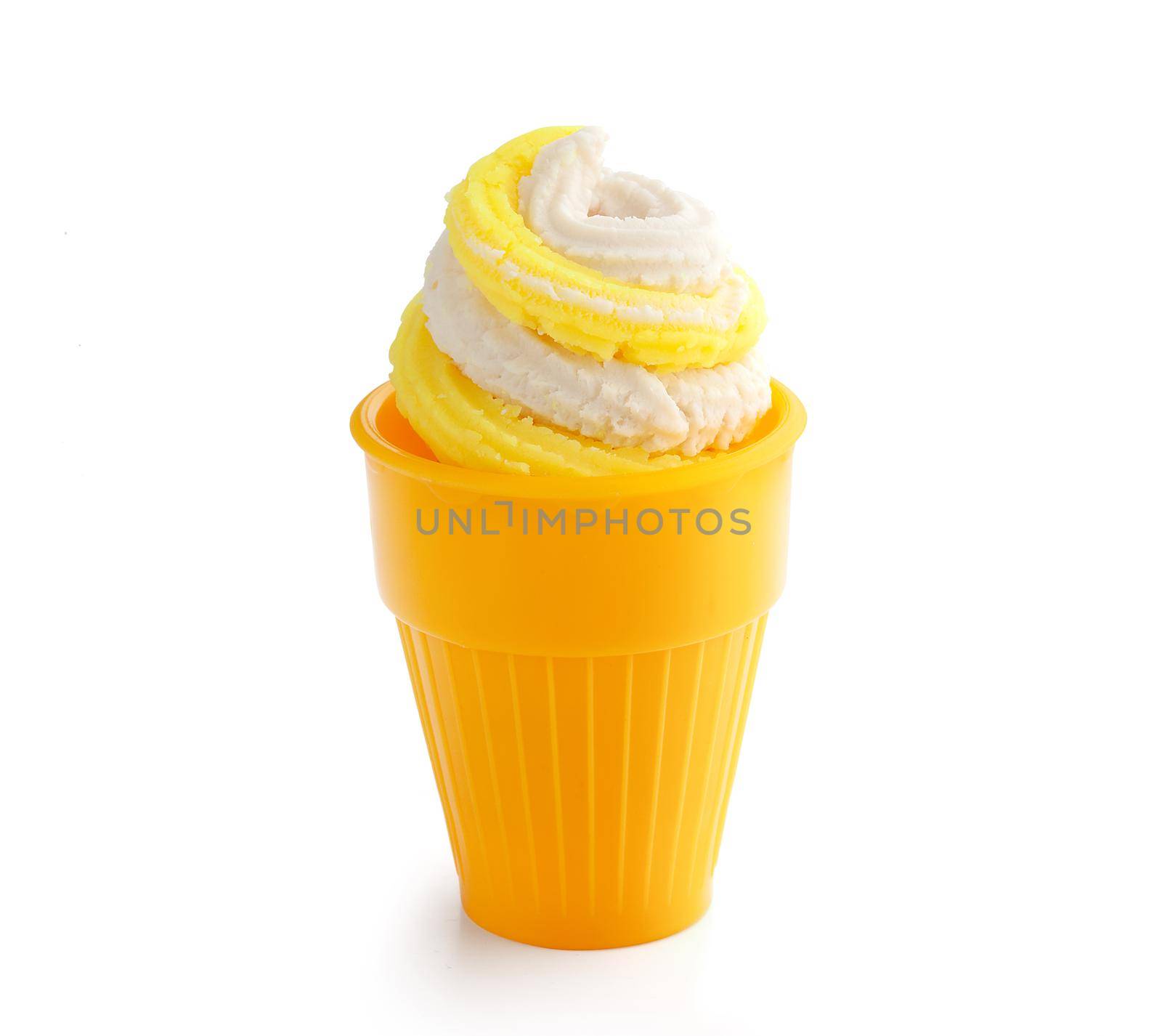 Isoleated dessert cup with plasticine whipping cream