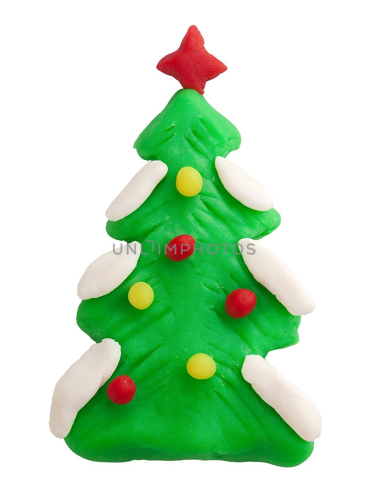 Isolated plasticine christmass tree with snow