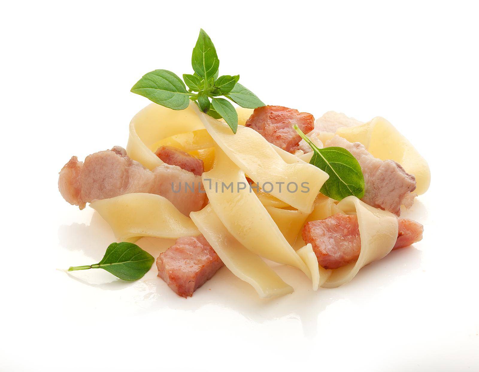 Isolated pasta carbonara on the white background