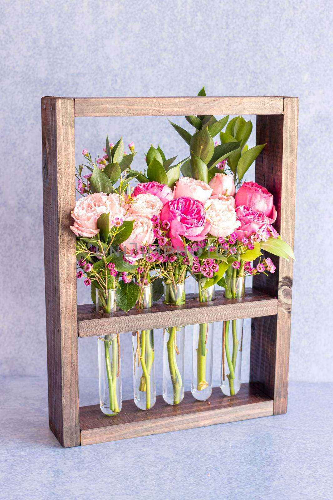 Floral arrangement in wooden box by eagg13