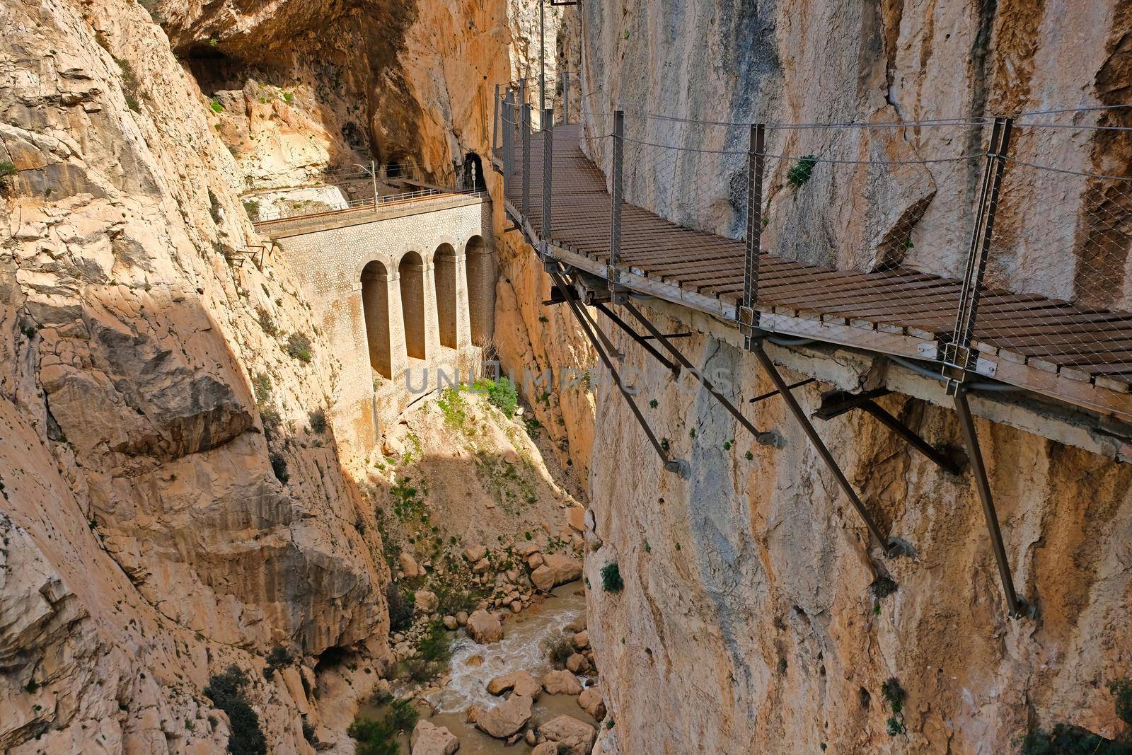 Dangerous suspended track of Caminito del Rey in Spain