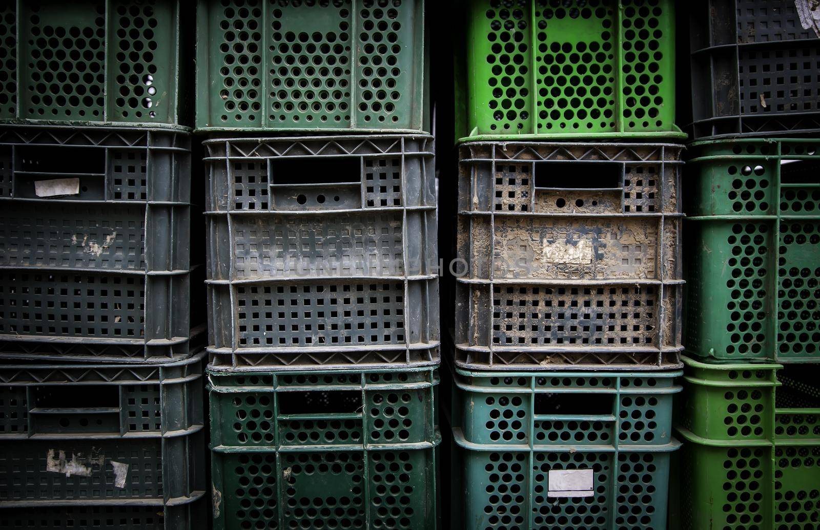 Detail of boxes for transporting fruits and vegetables, food industry