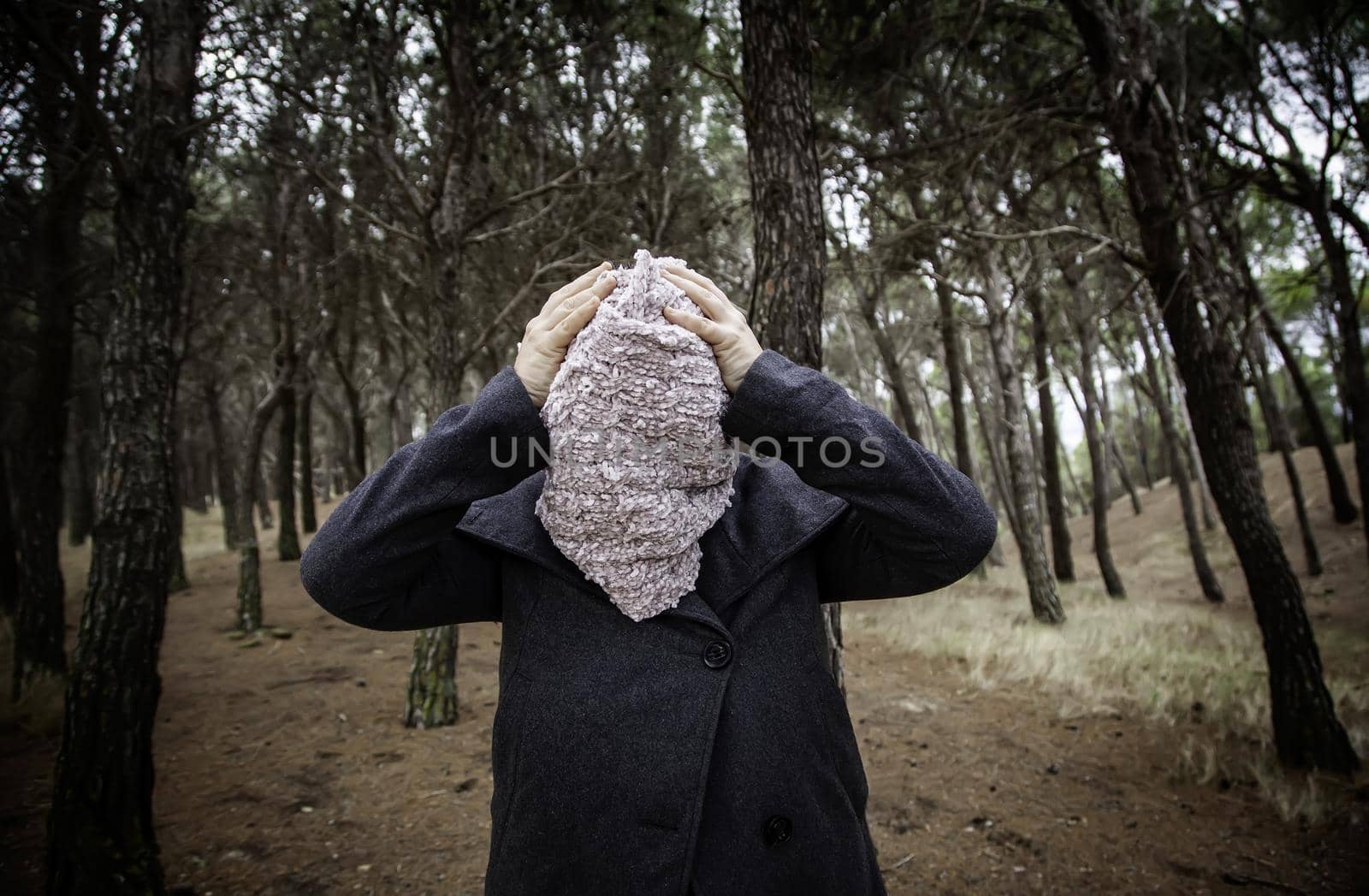 Hooded woman in forest by esebene