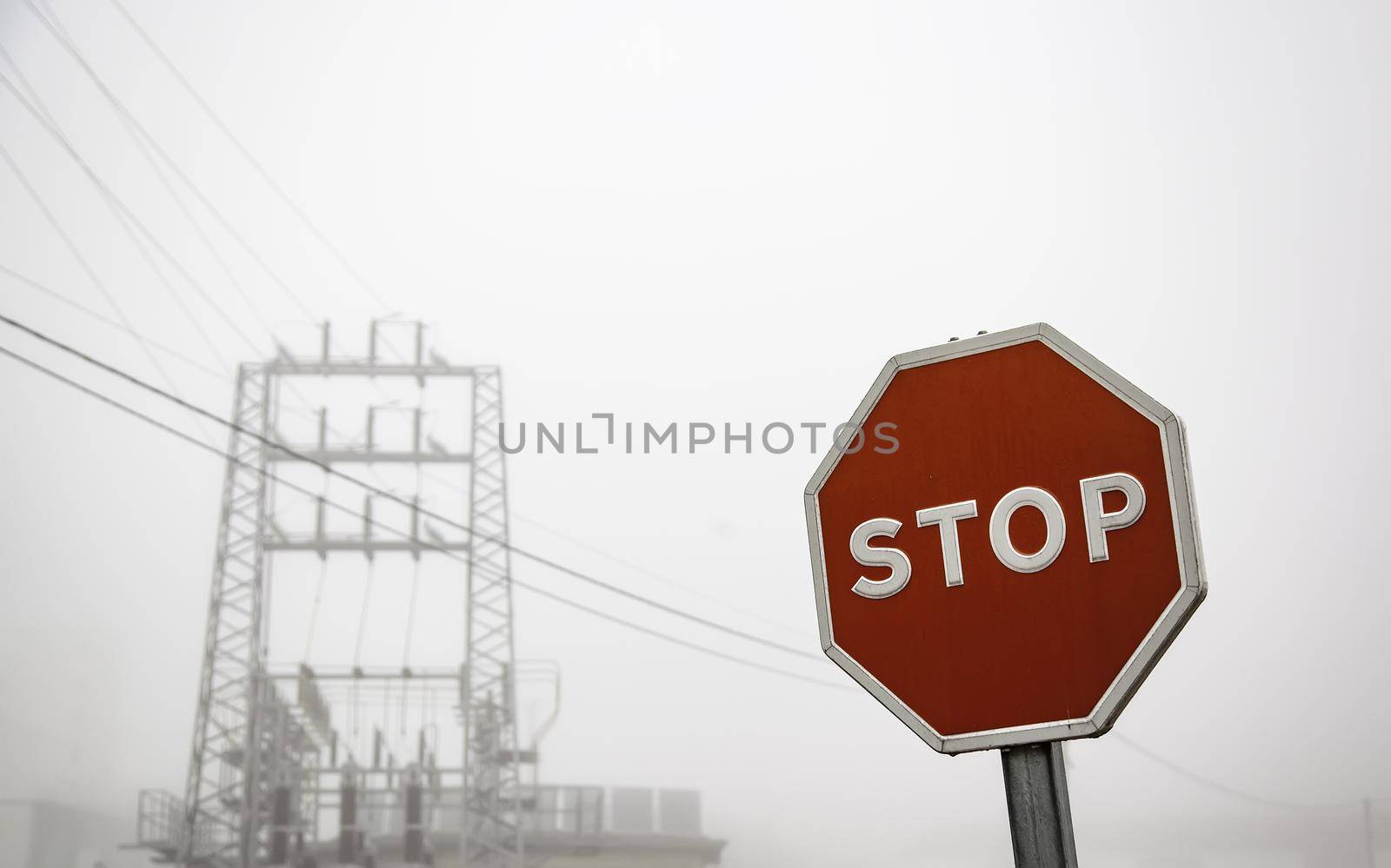Detail of a traffic sign and obligation on a winter day by esebene