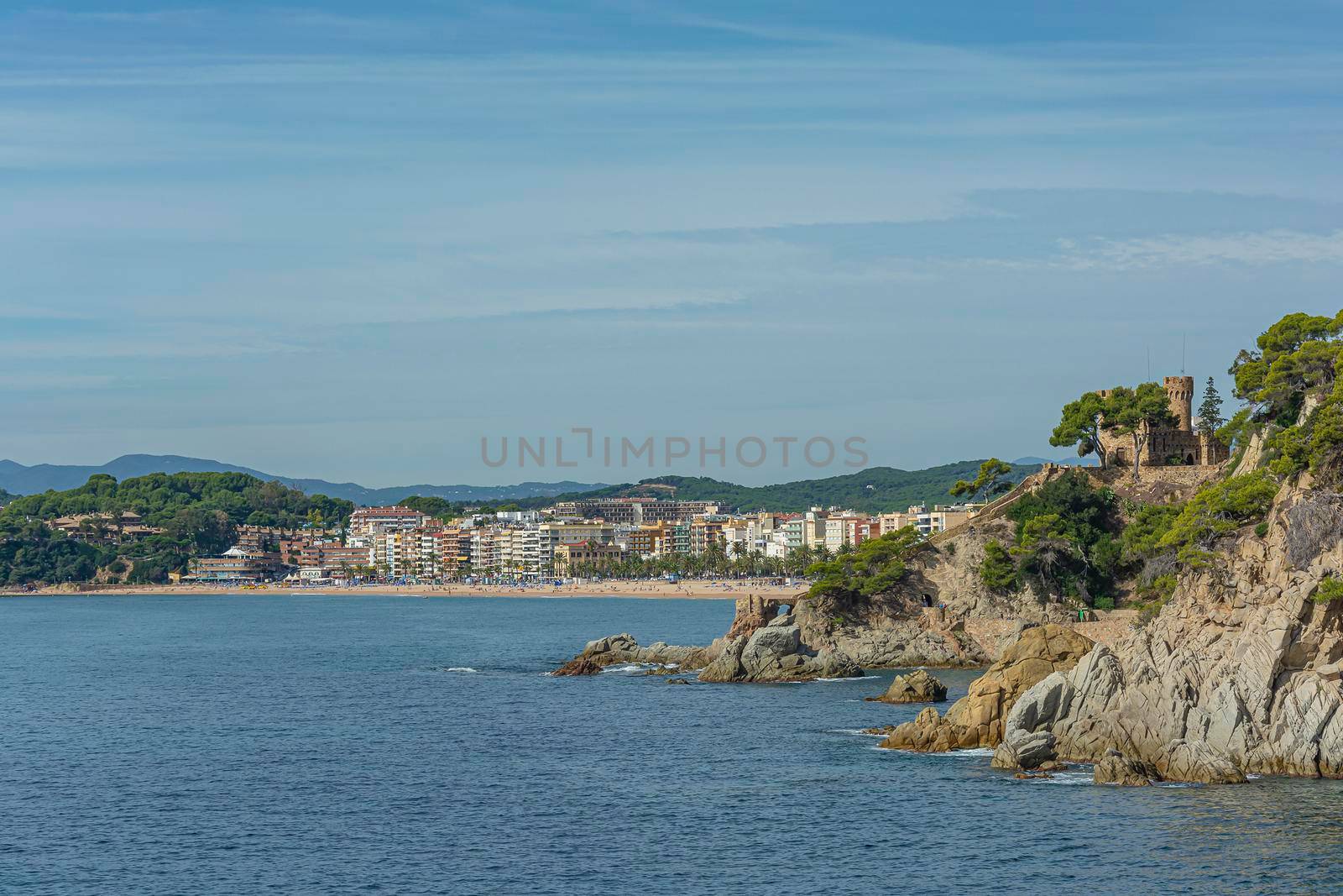 Seascape. Rocky coast in the vicinity of Lloret De Mar (Spain). Stock photo.
