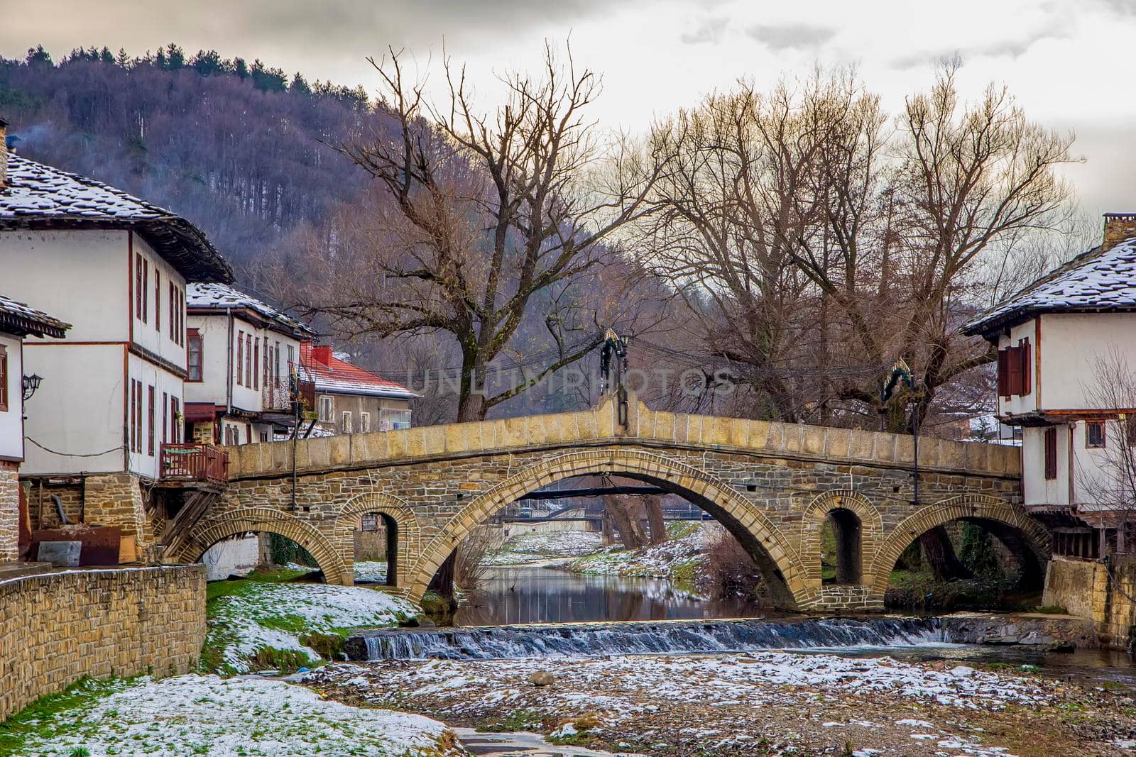 National revival bulgarian architecture. The famous bridge and house in the architectural complex in Tryavna, Bulgaria. by EdVal