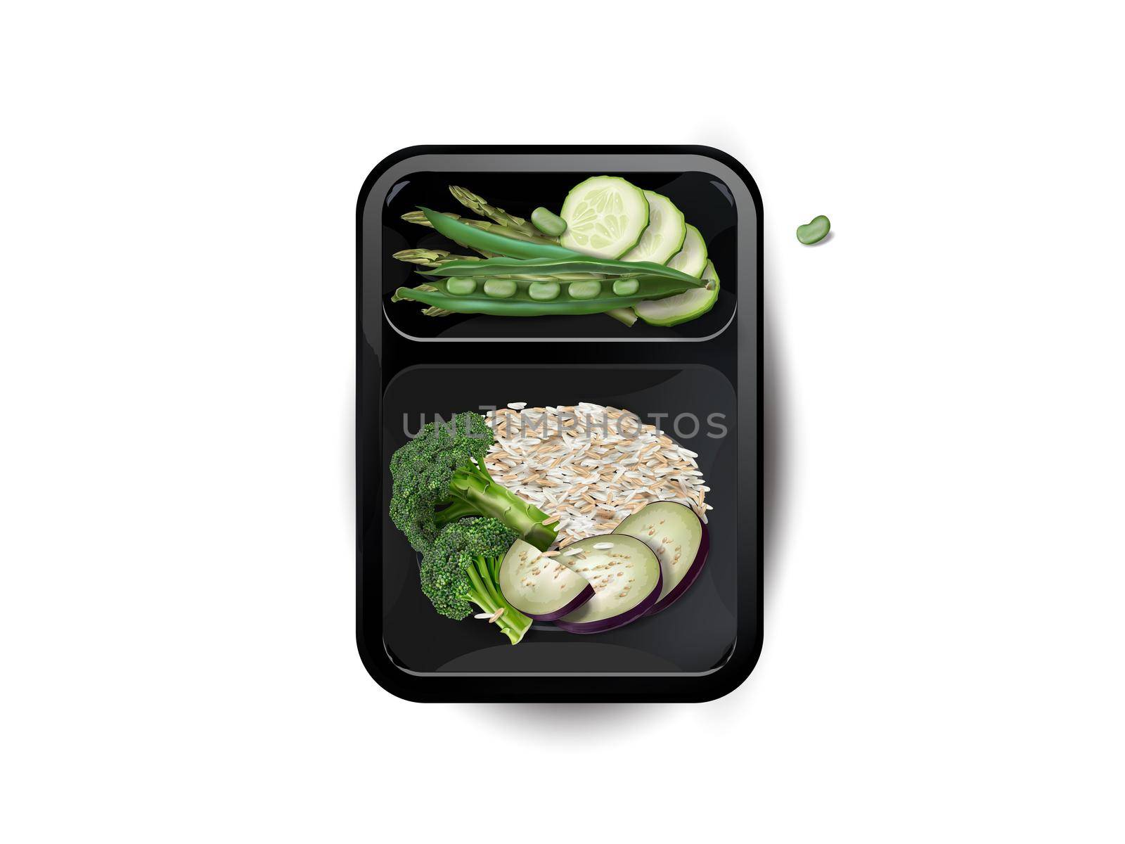 Steamed rice with vegetables in a lunchbox. by ConceptCafe