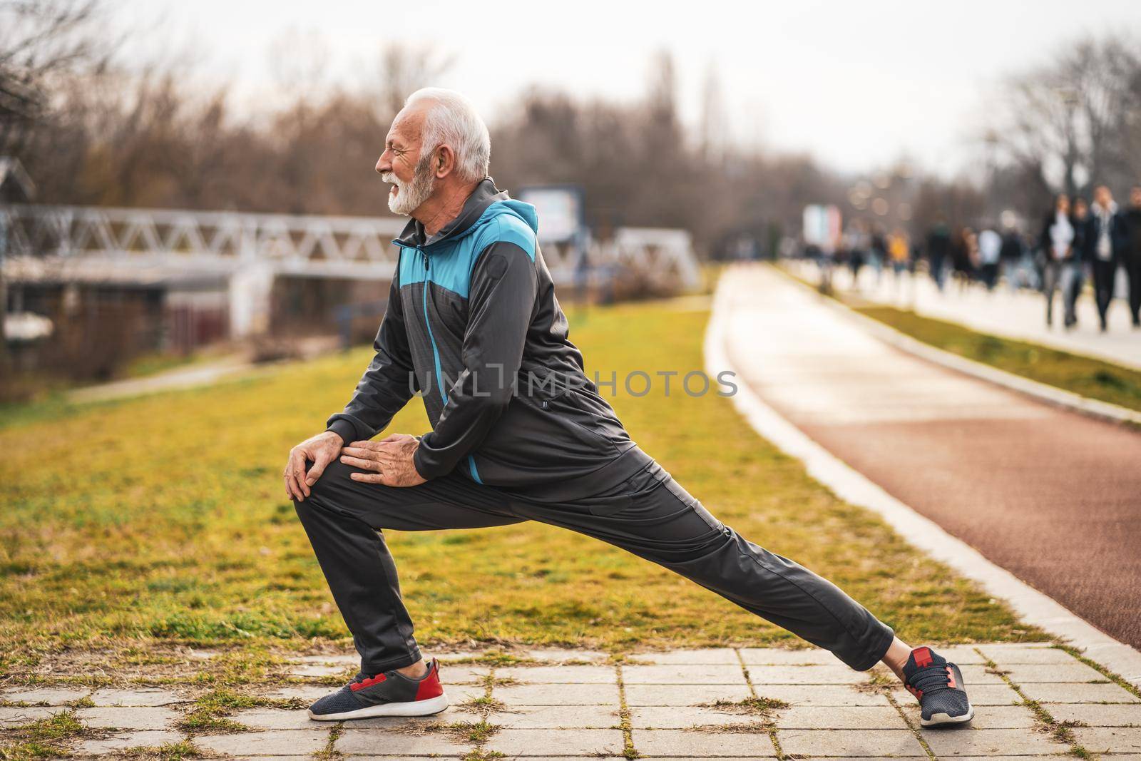 Active senior man is exercising. Healthy retirement lifestyle.