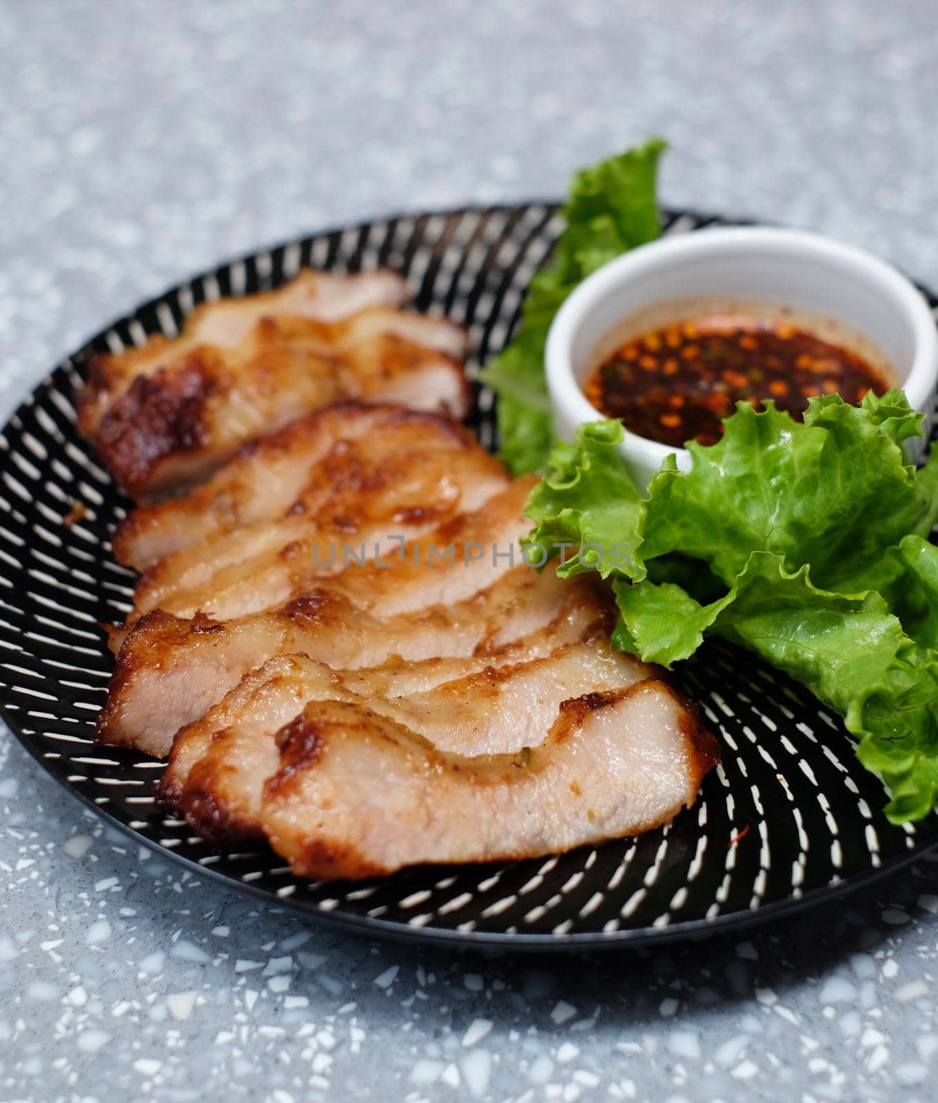 pork grilled on marble table