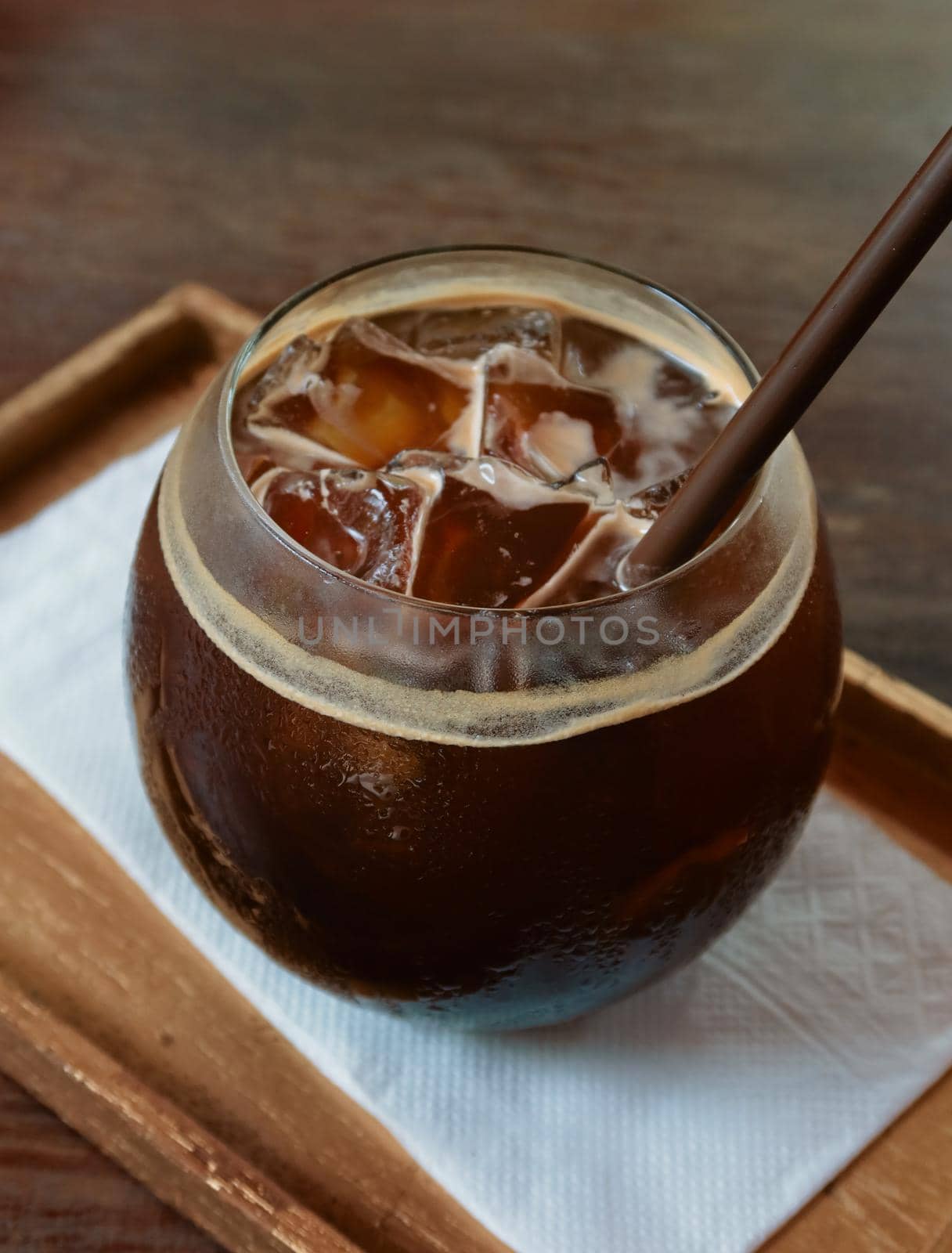 iced americano coffee in a glass