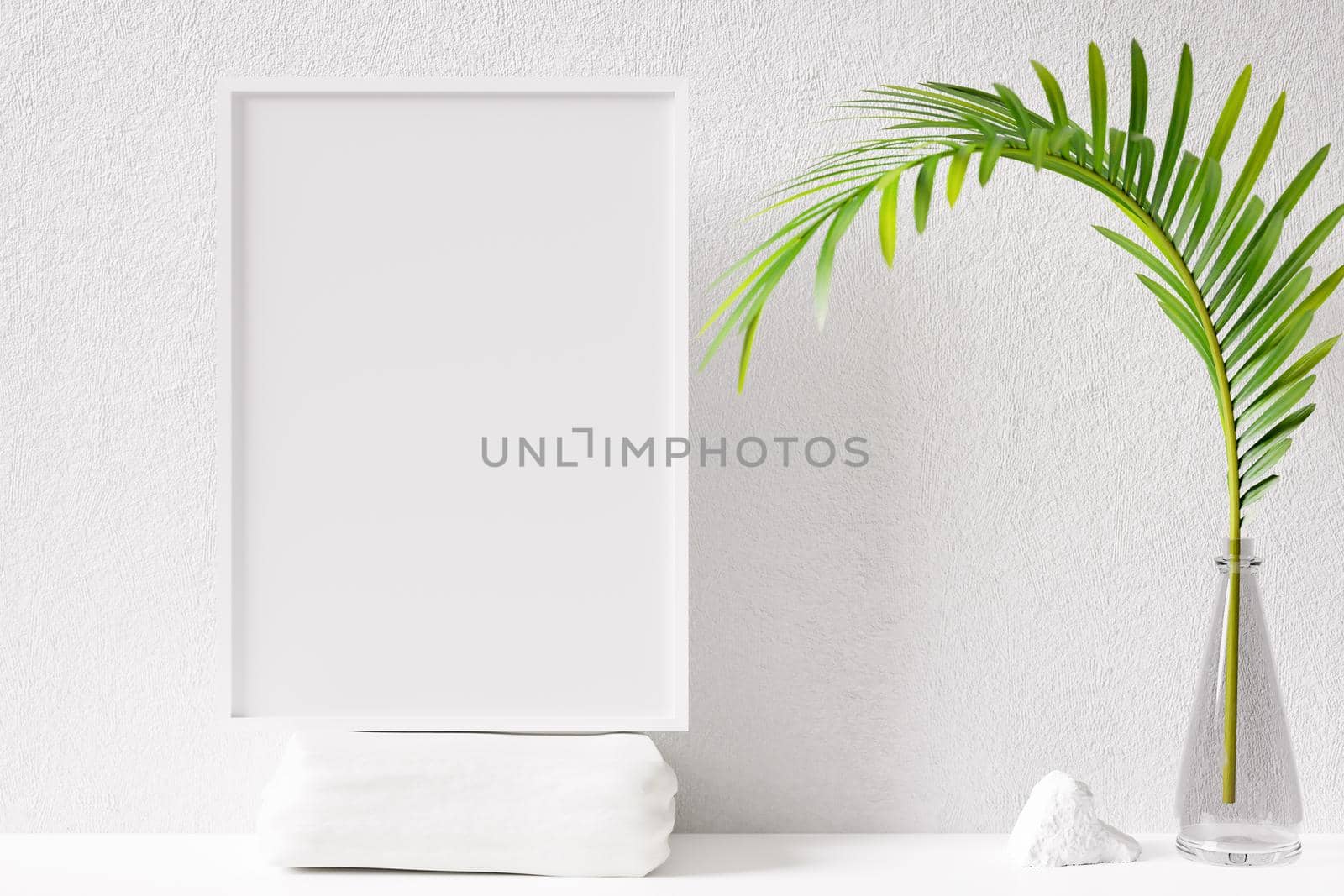 Photo or poster frame mockup suitable for 8.5 x 11 format. 3D rendering.