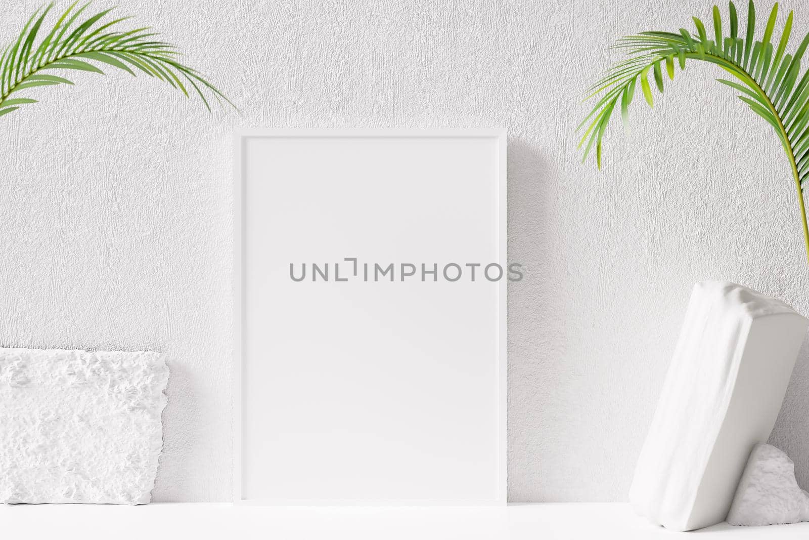 Photo or poster frame mockup suitable for 8.5 x 11 format. 3D rendering.