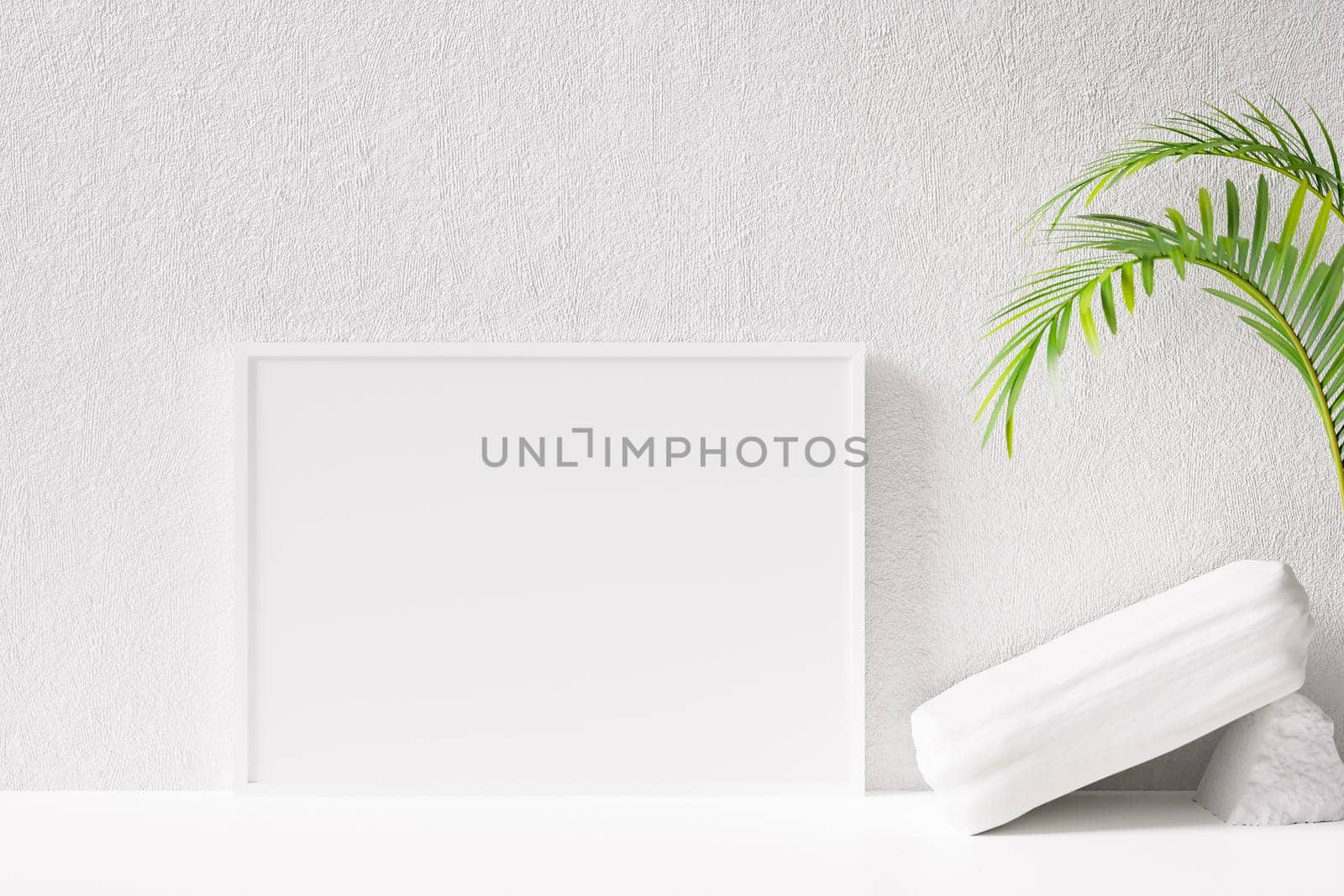 Photo or poster frame mockup suitable for 8.5 x 11 format. 3D rendering.