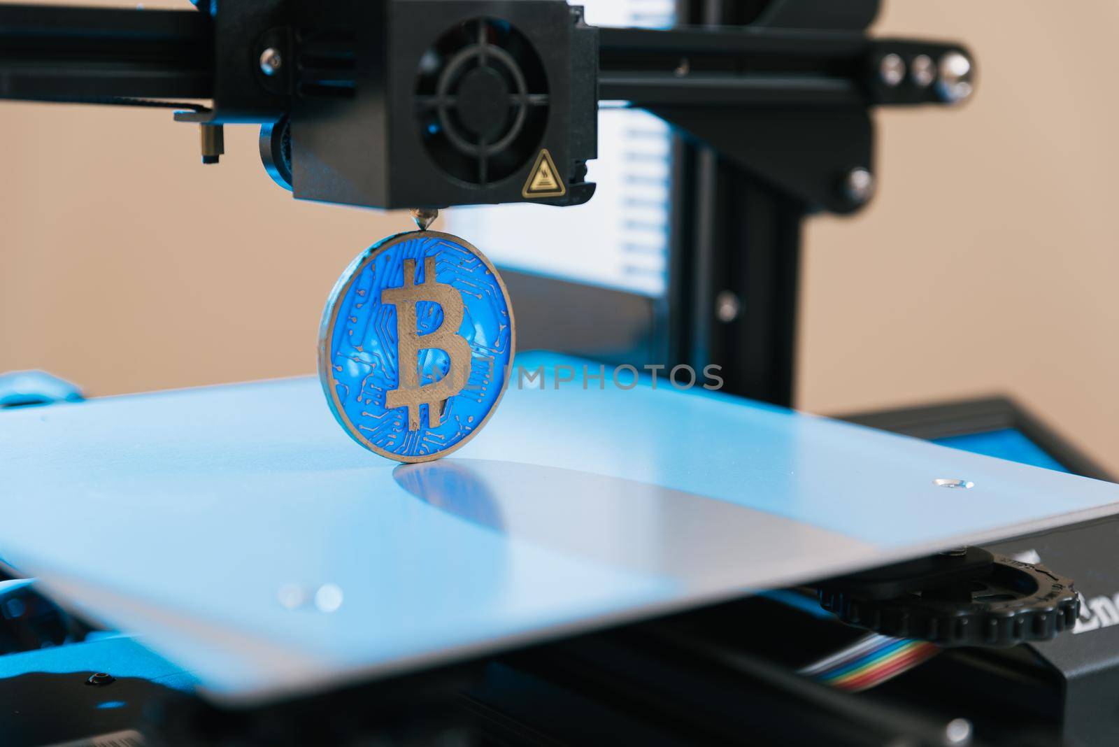 Bitcoin 3d printer on white background
