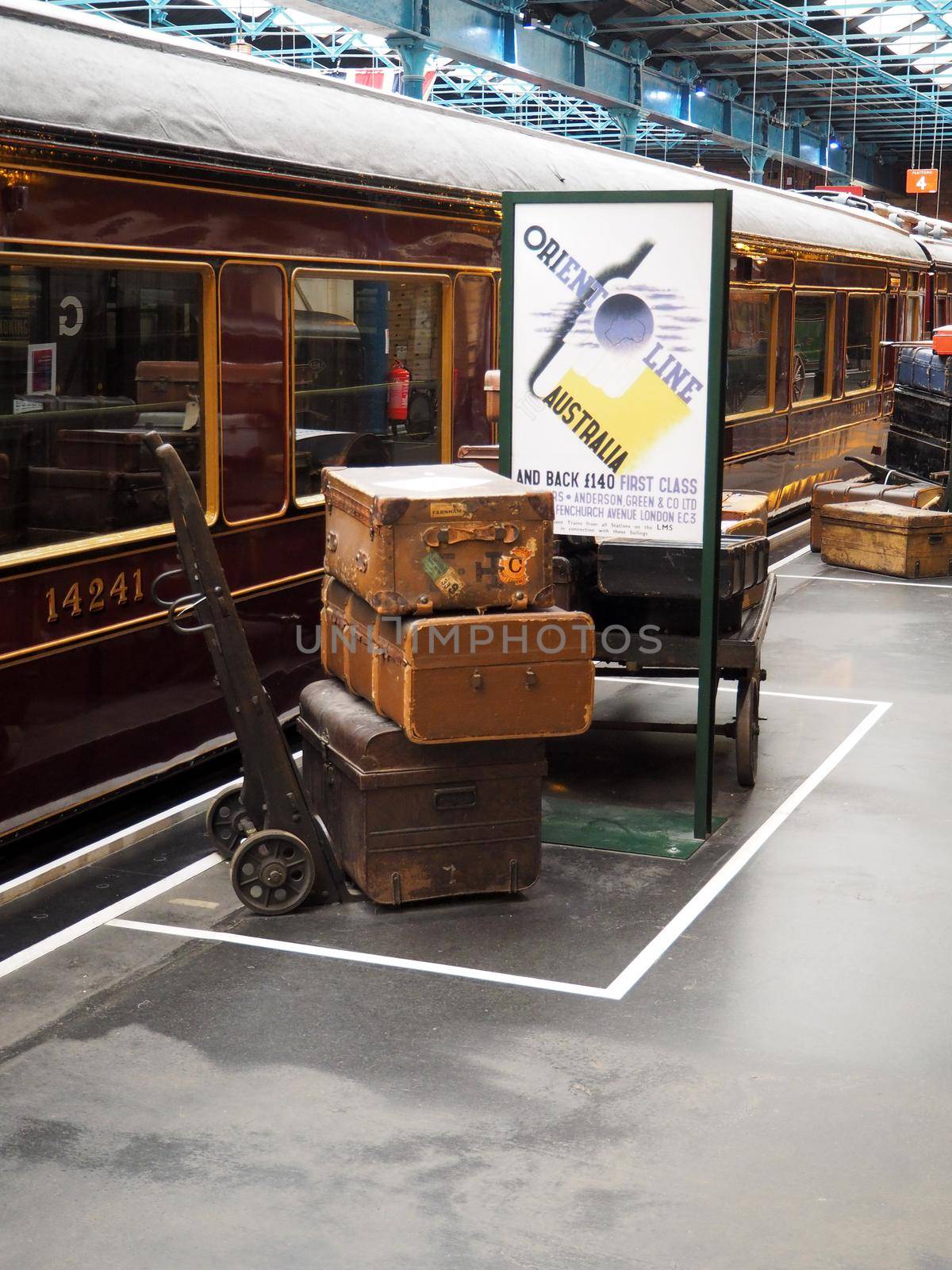 National Railway Museum, York, 1928 railway carriage with antique luggage by PhilHarland