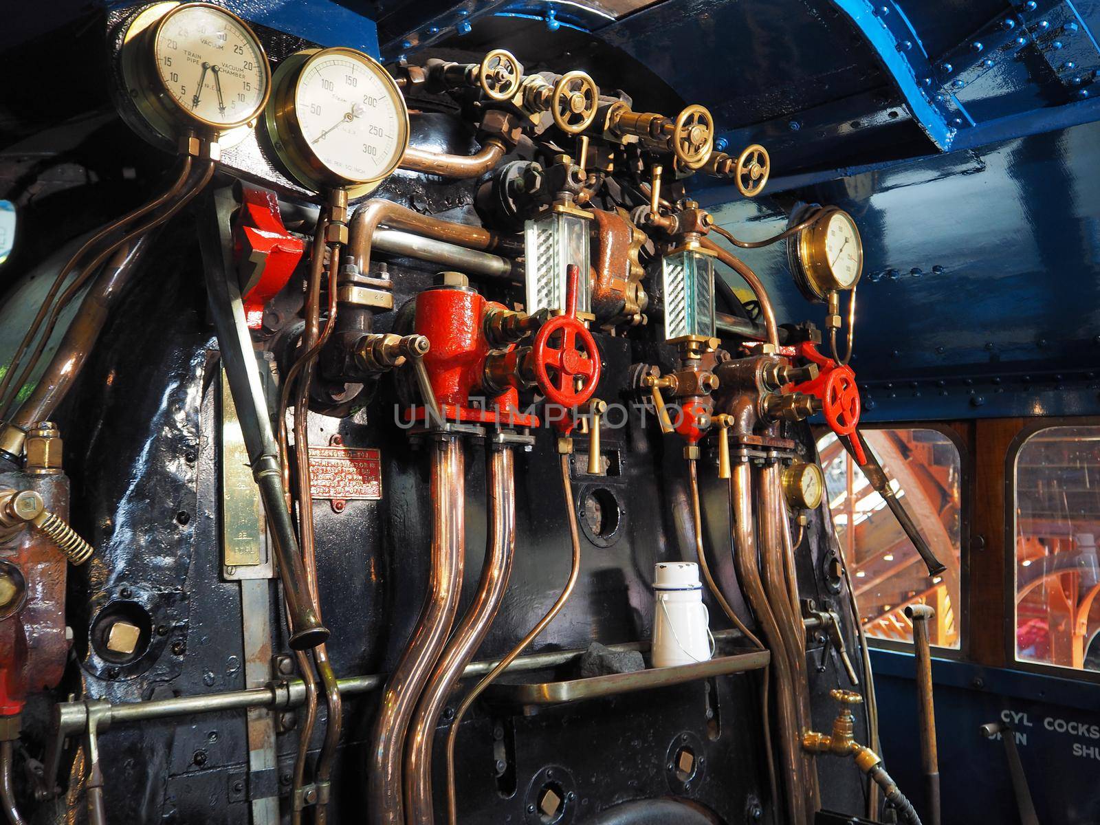 National Railway Museum, York, inside cab of steam locomotive Mallard 4468 by PhilHarland