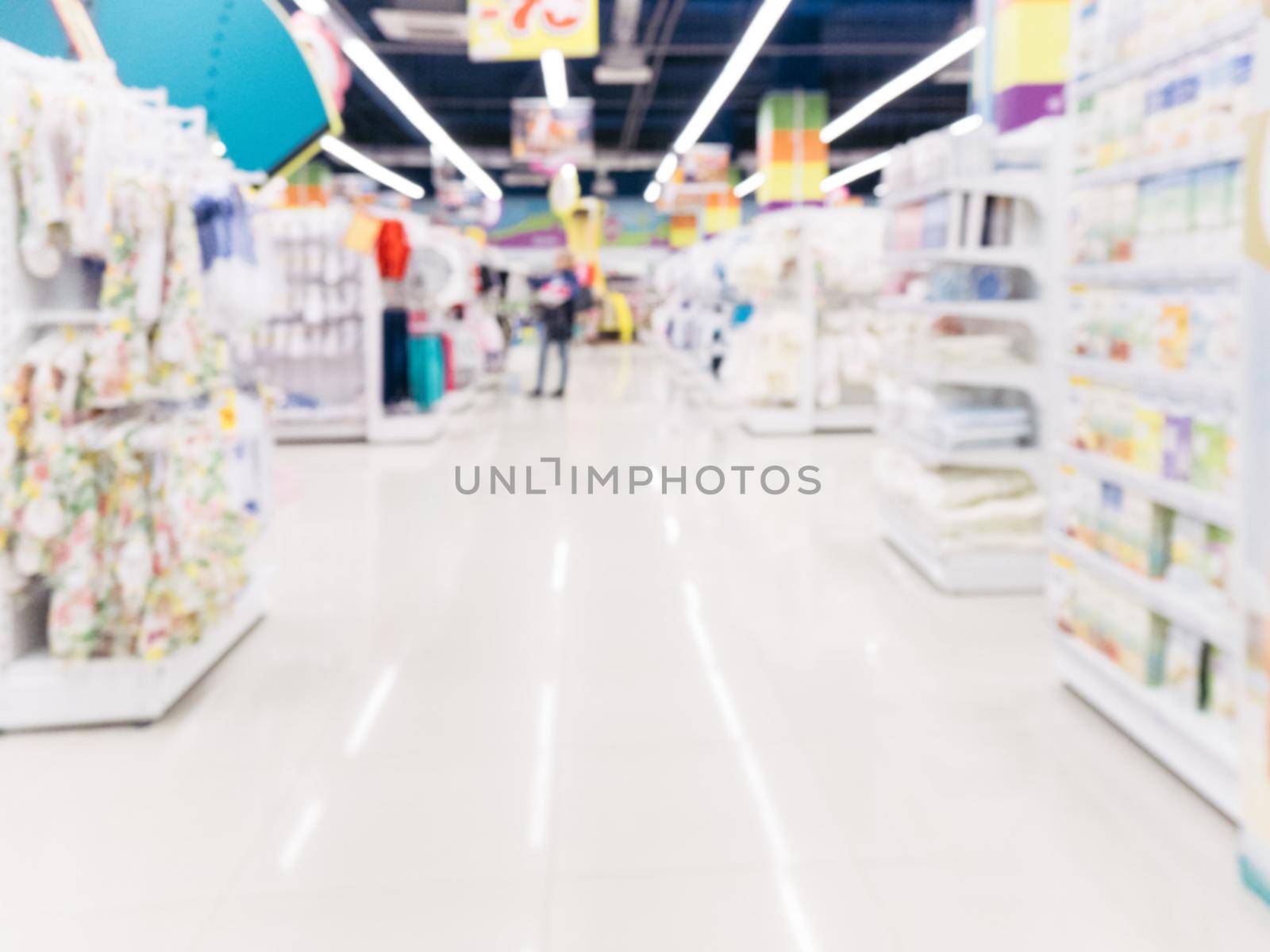 Blurred of kids toy store background with bokhe