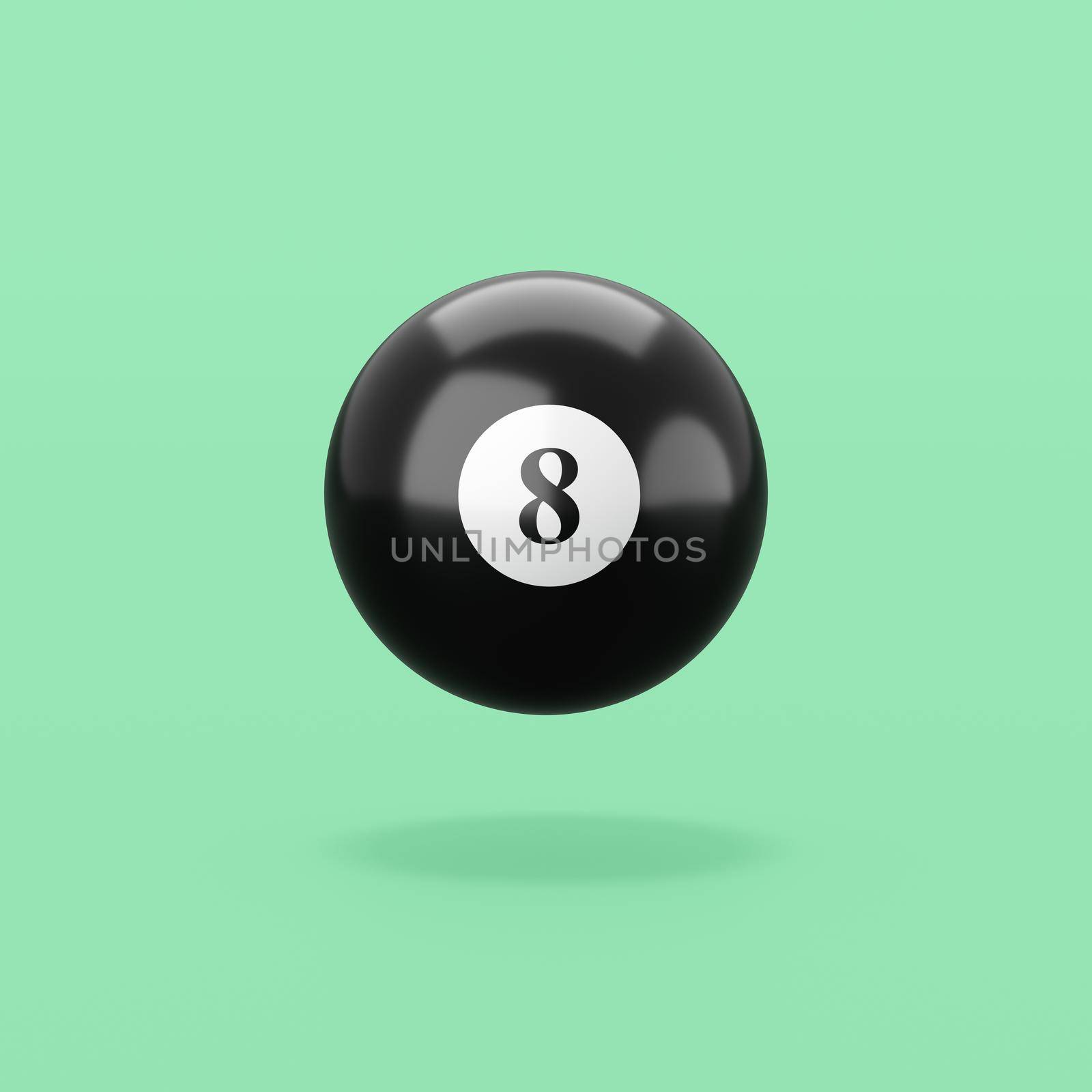 Pool Ball Number 8 on Blue Green Background by make