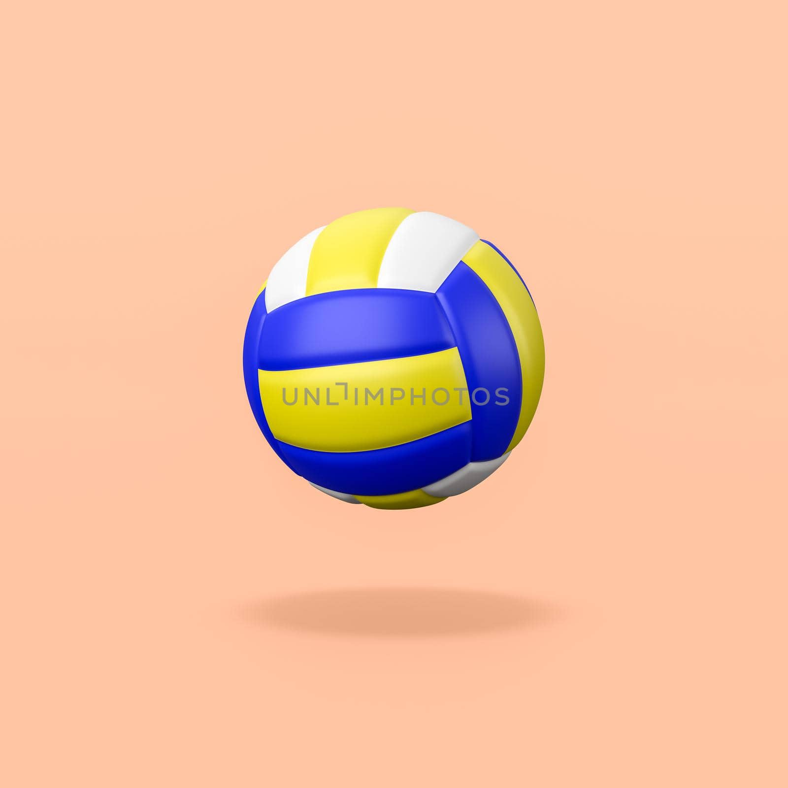 Volleyball Ball Isolated on Flat Orange Background with Shadow 3D Illustration